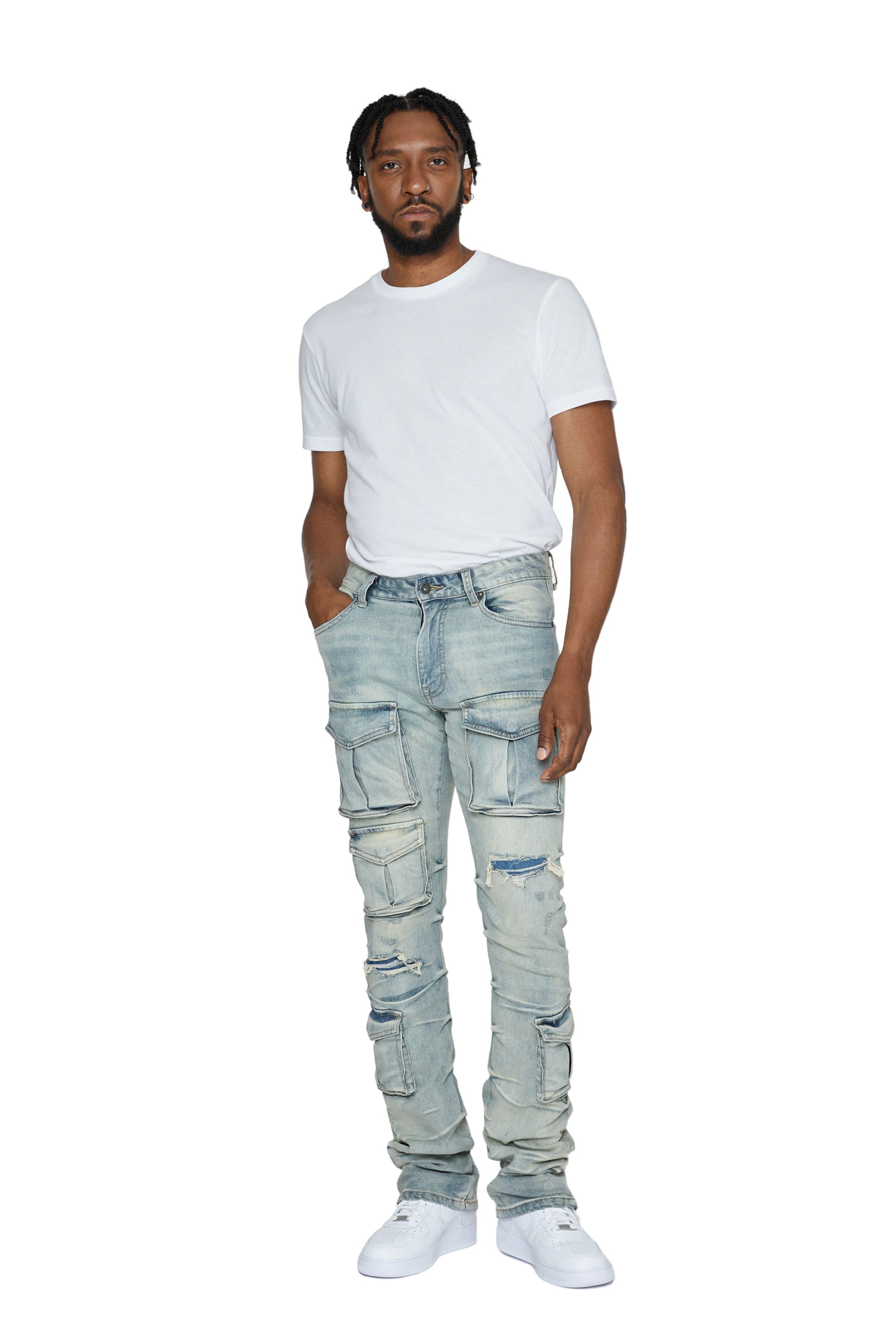 Stacked Utility Denim Jeans