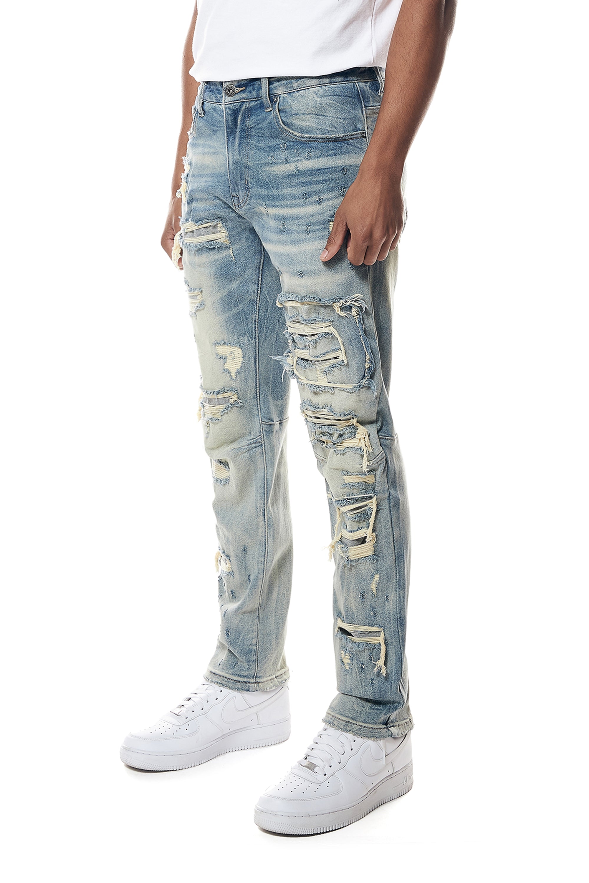 Distressed Rip & Repair Easy Slim Denim Jeans