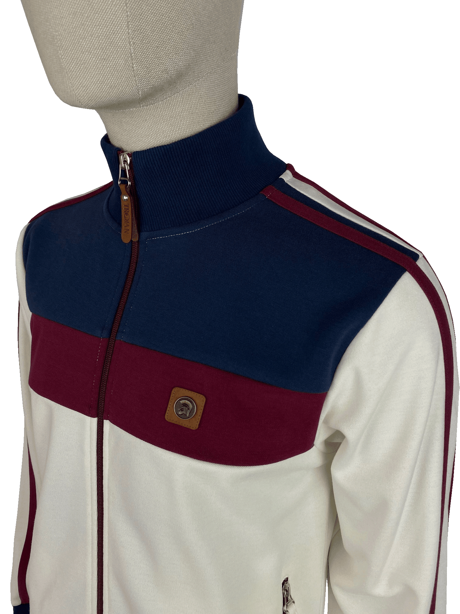 Trojan Twin Stripe Panel Track Top Ecru