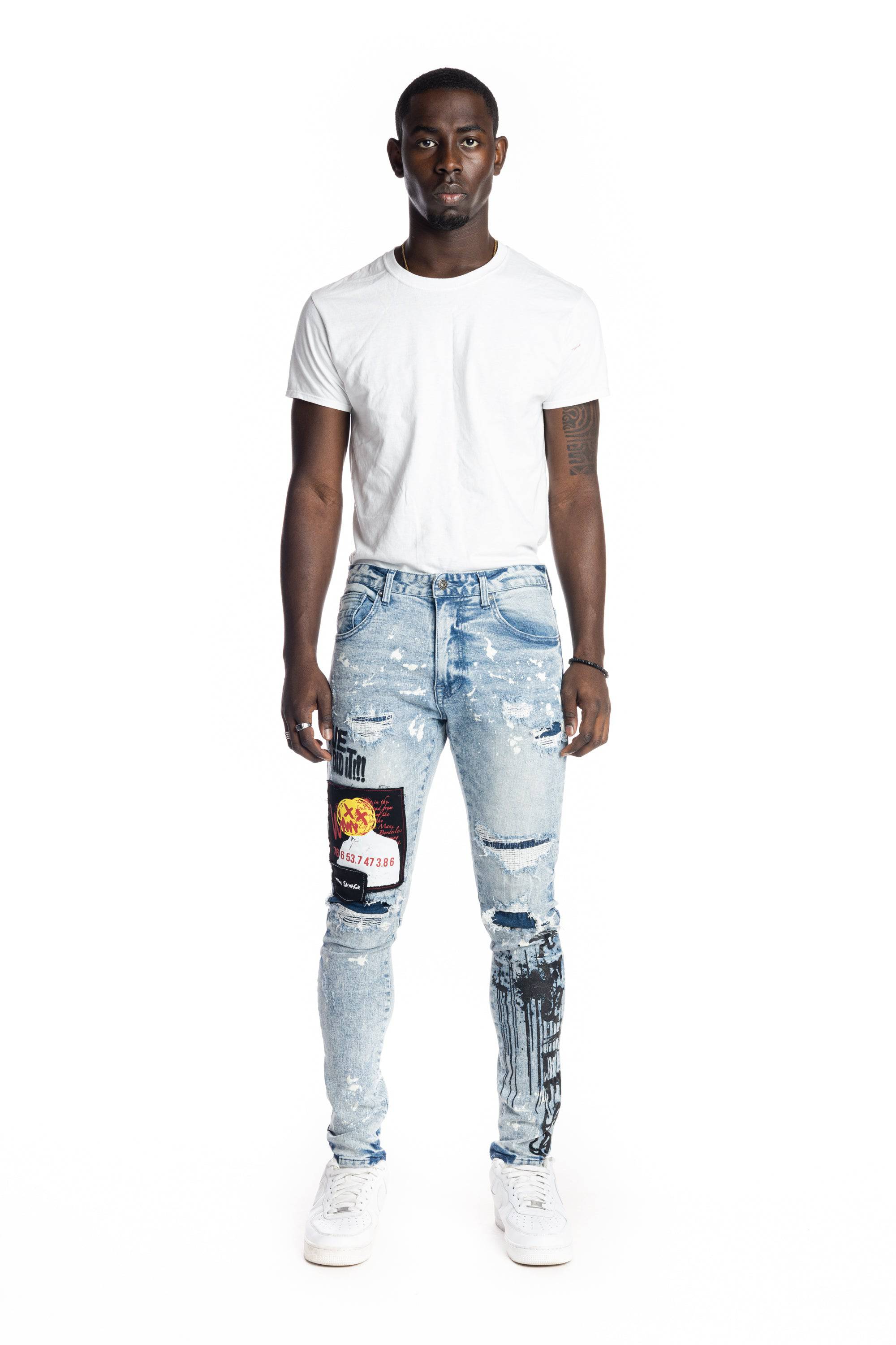 Graphic Patched Fashion Jeans