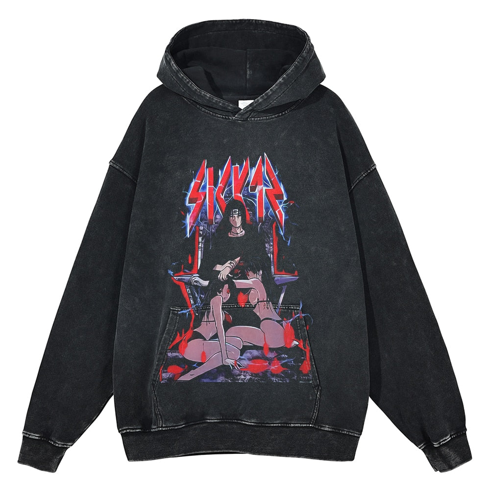 Itachi Harem Vintage Acid Wash Hoodie