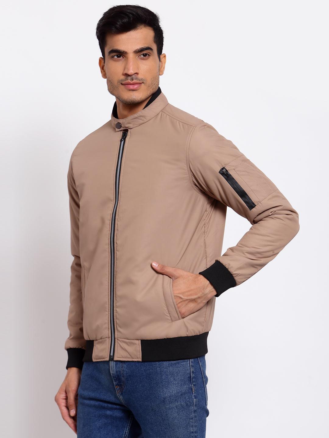 Men Camel Brown Lightweight Outdoor Bomber Jacket