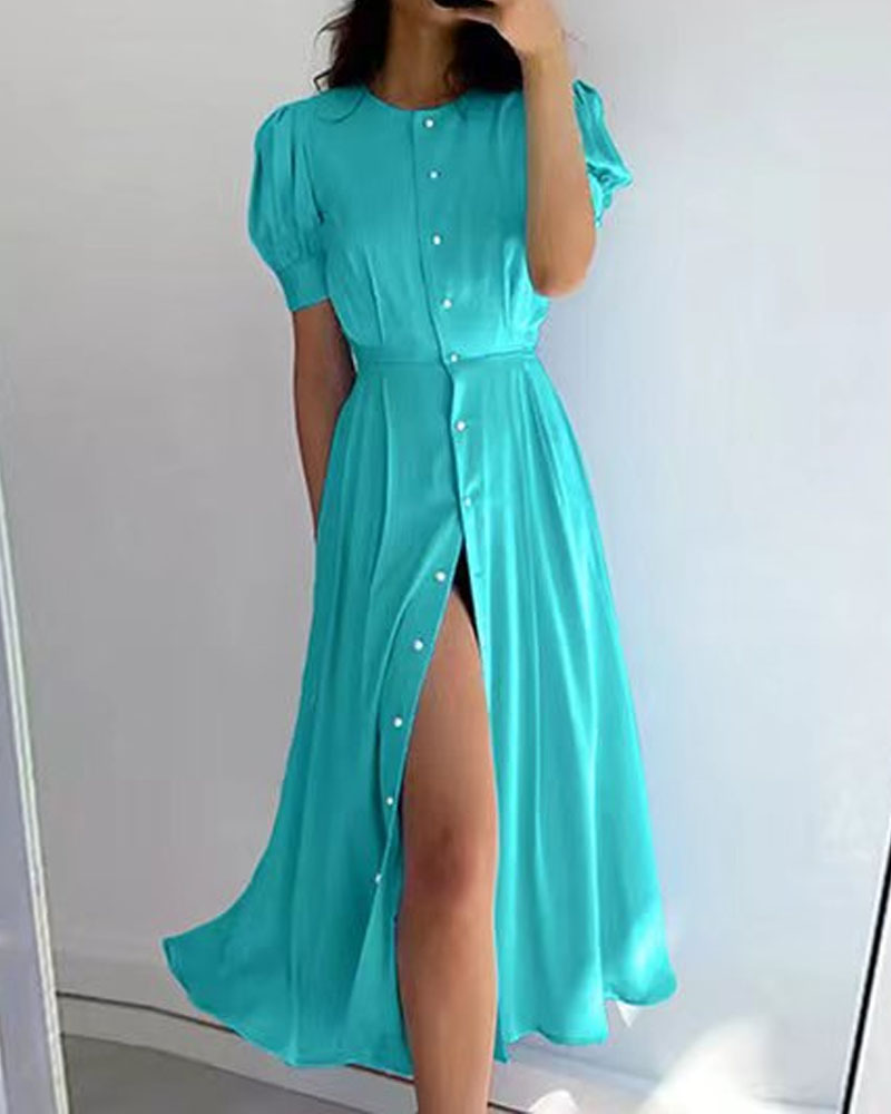 Fashion Solid Color Dress