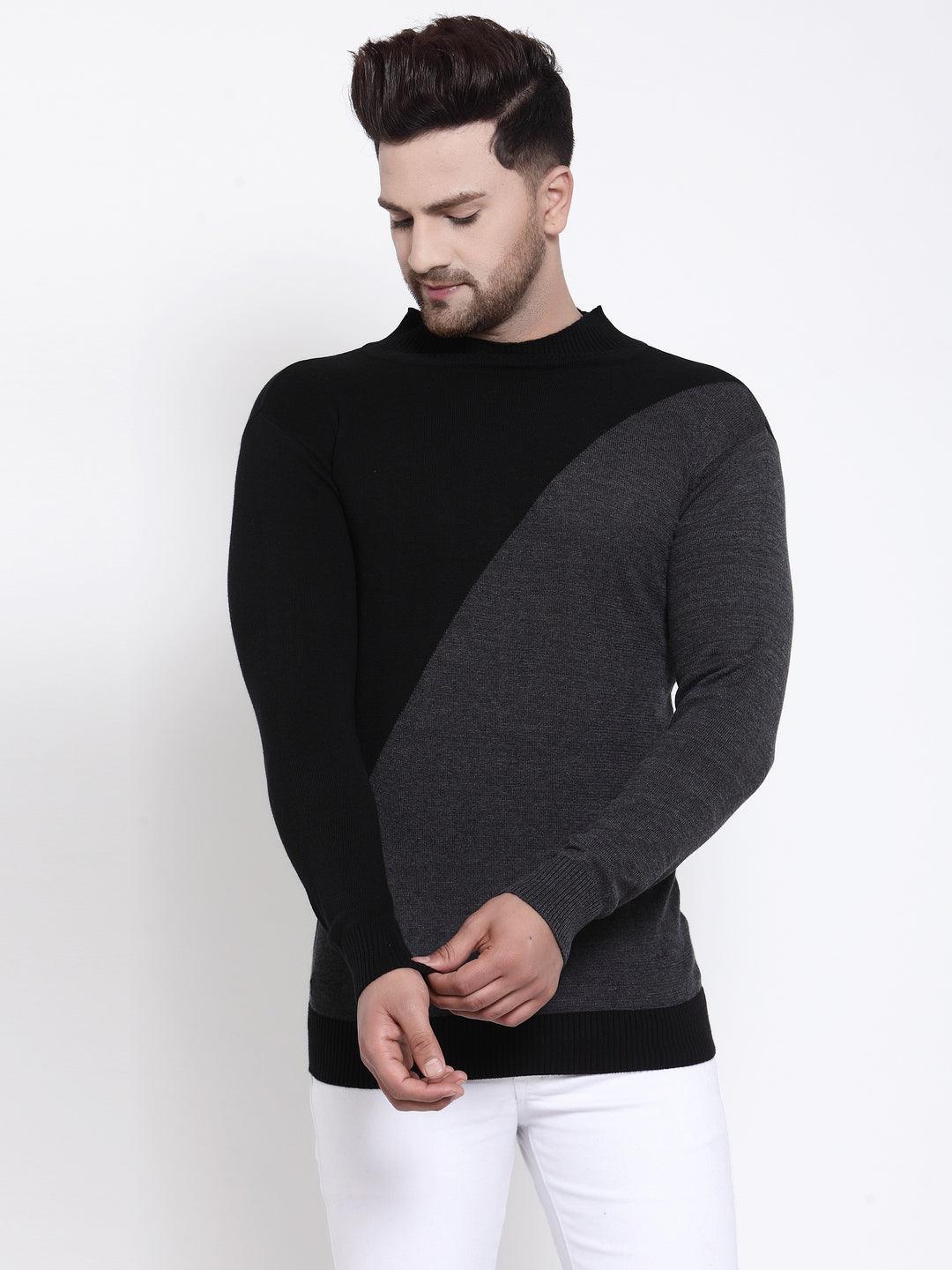 Men Grey Solid Sweater
