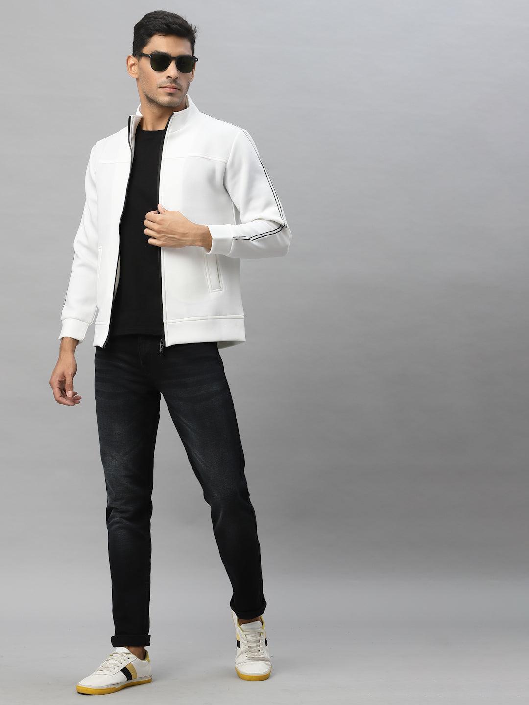 Style Quotient Men White Colourblocked Sporty Jacket