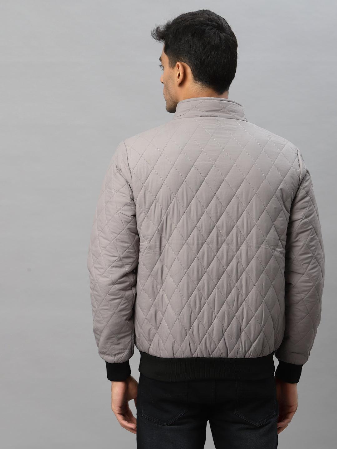 Style Quotient Men Grey Colourblocked Quilted Jacket