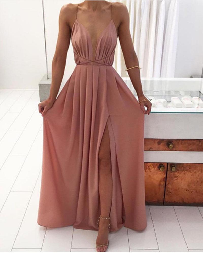 V-neck Strapless Chiffon Dress