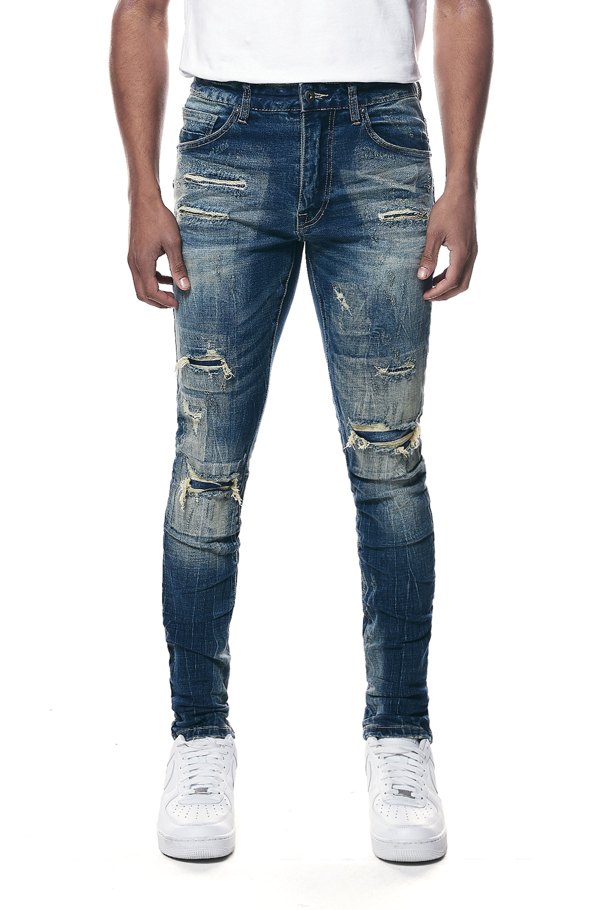 Distressed Rip & Repair Super Skinny Denim Jeans