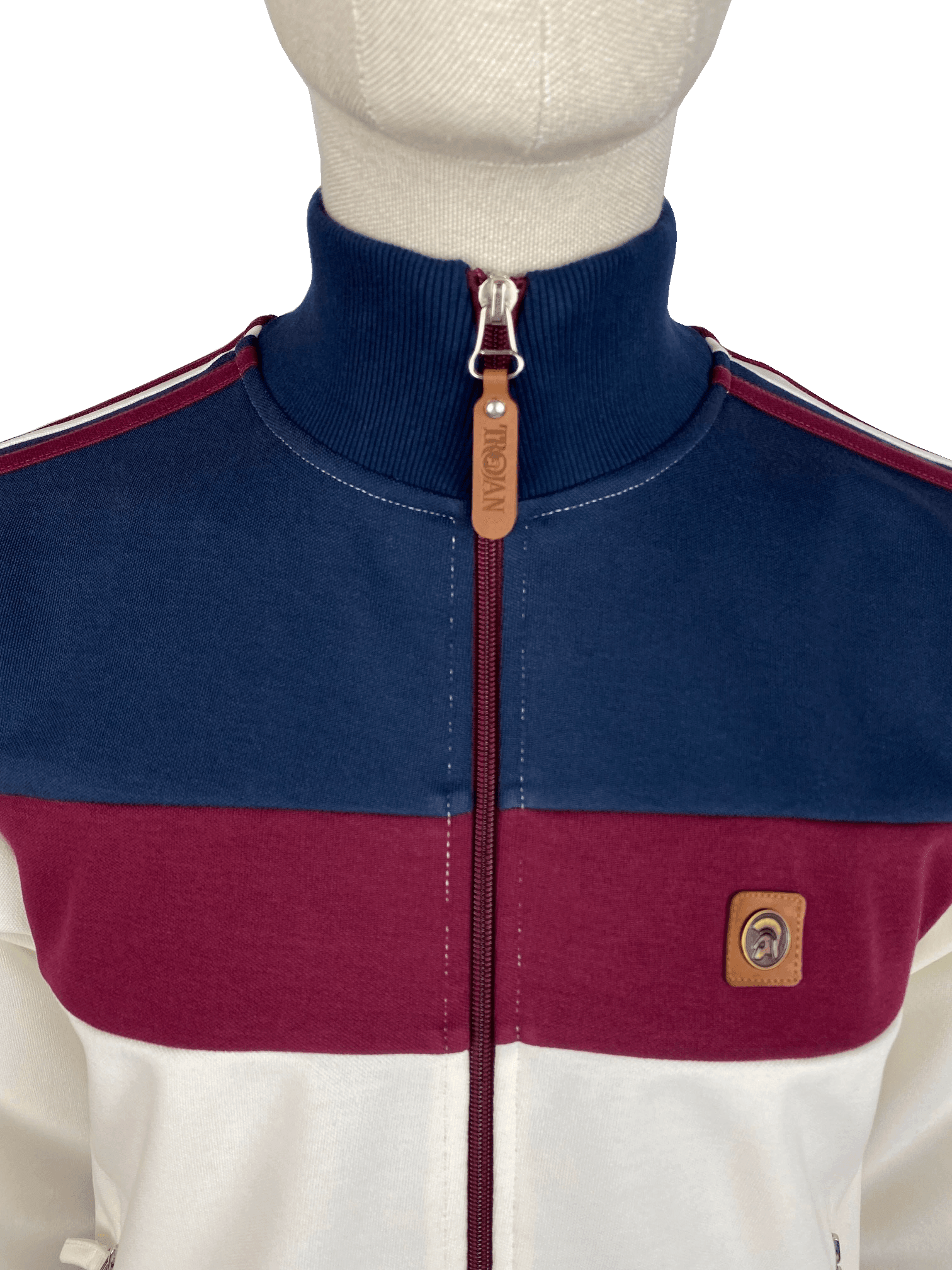 Trojan Twin Stripe Panel Track Top Ecru