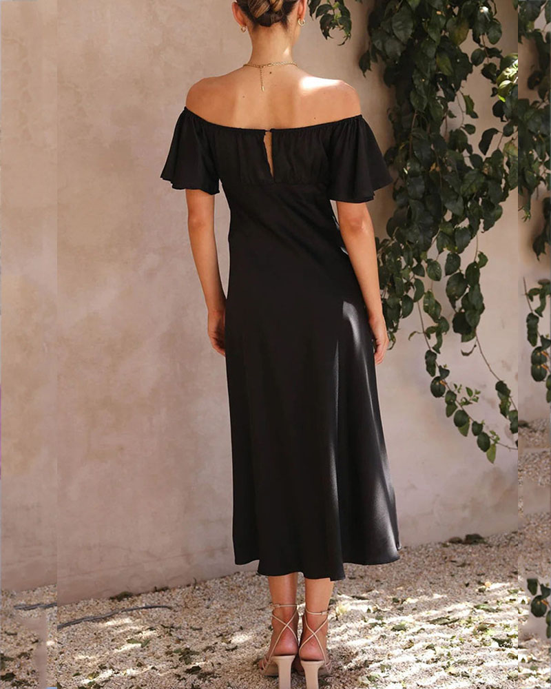 Elegant Solid Color One Shoulder Dress