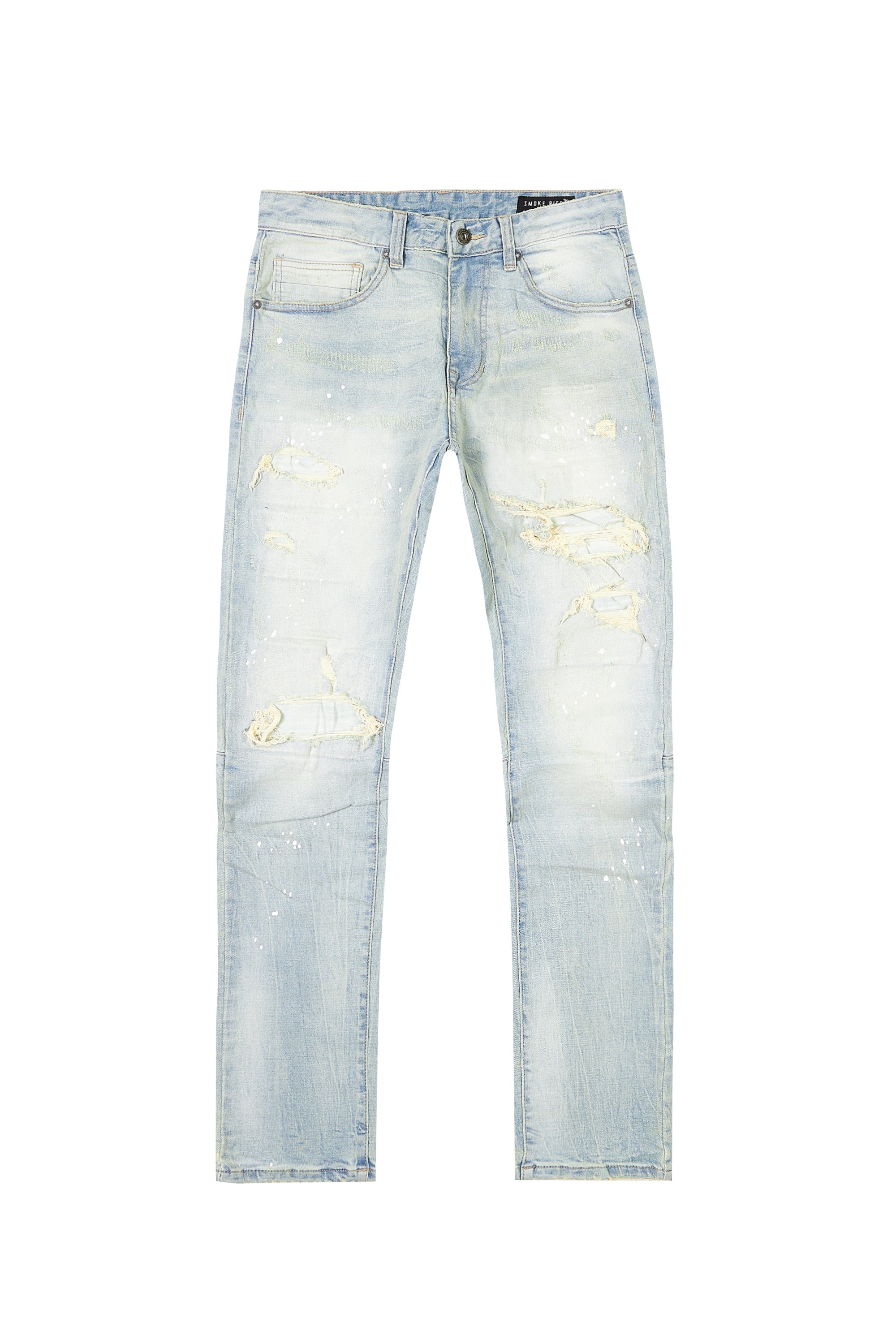 Distressed Rip & Repair Slim Tapered Denim Jeans