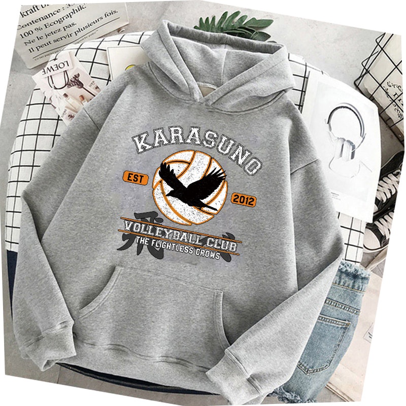 Haikyuu Print Anime Hoodies —— Harajuku Karasuno Fly High Graphic Hooded Jacket Unisex Couples Tops