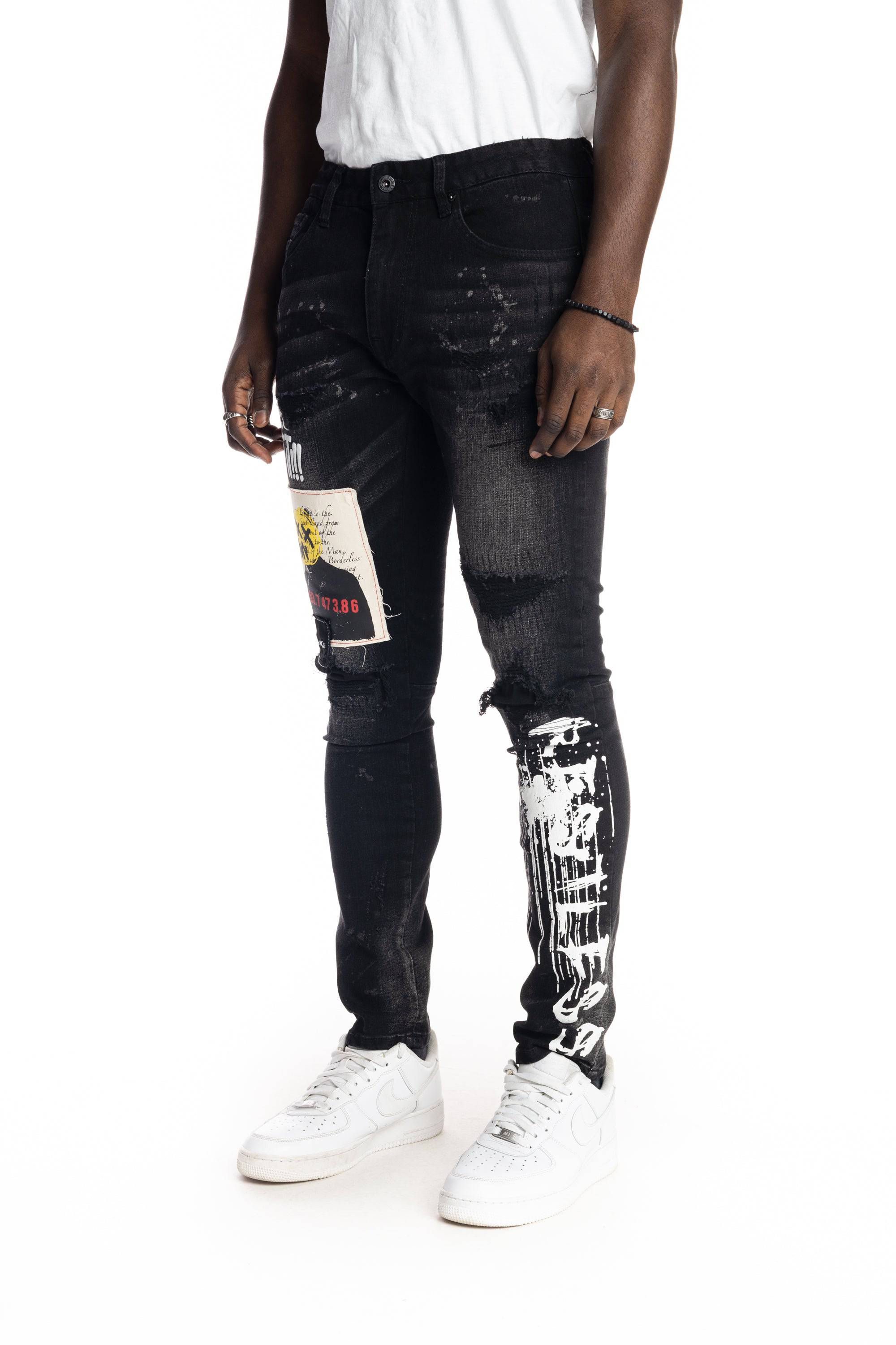 Graphic Patched Fashion Jeans