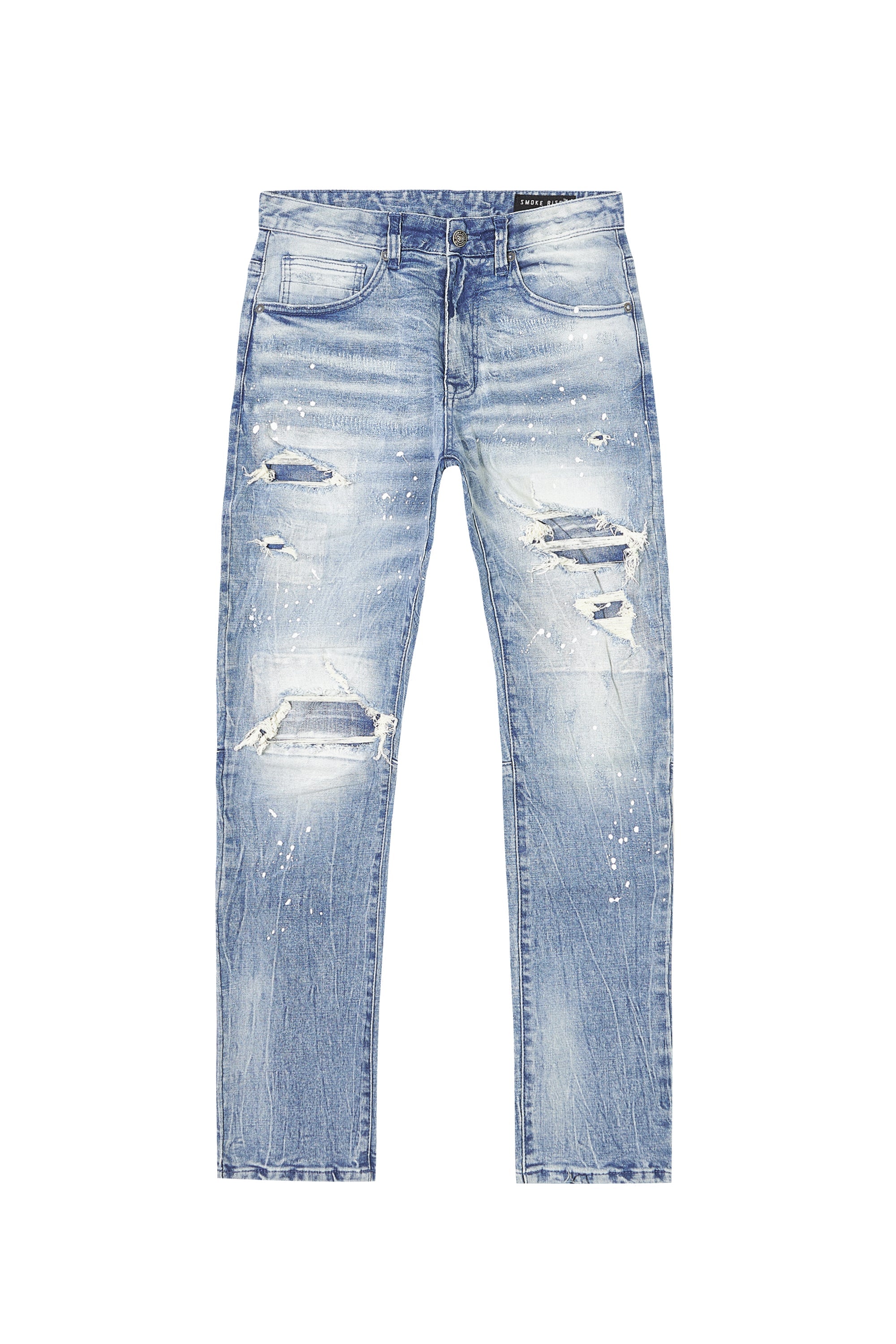Distressed Rip & Repair Slim Tapered Denim Jeans