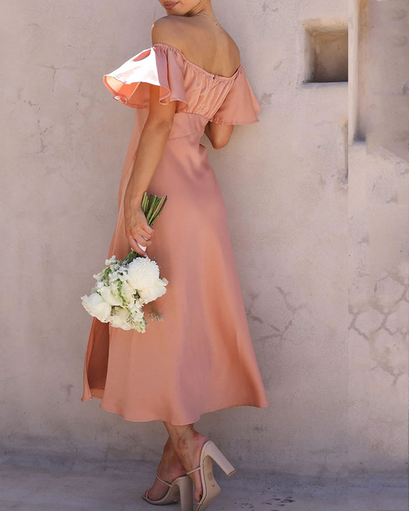 Elegant Solid Color One Shoulder Dress