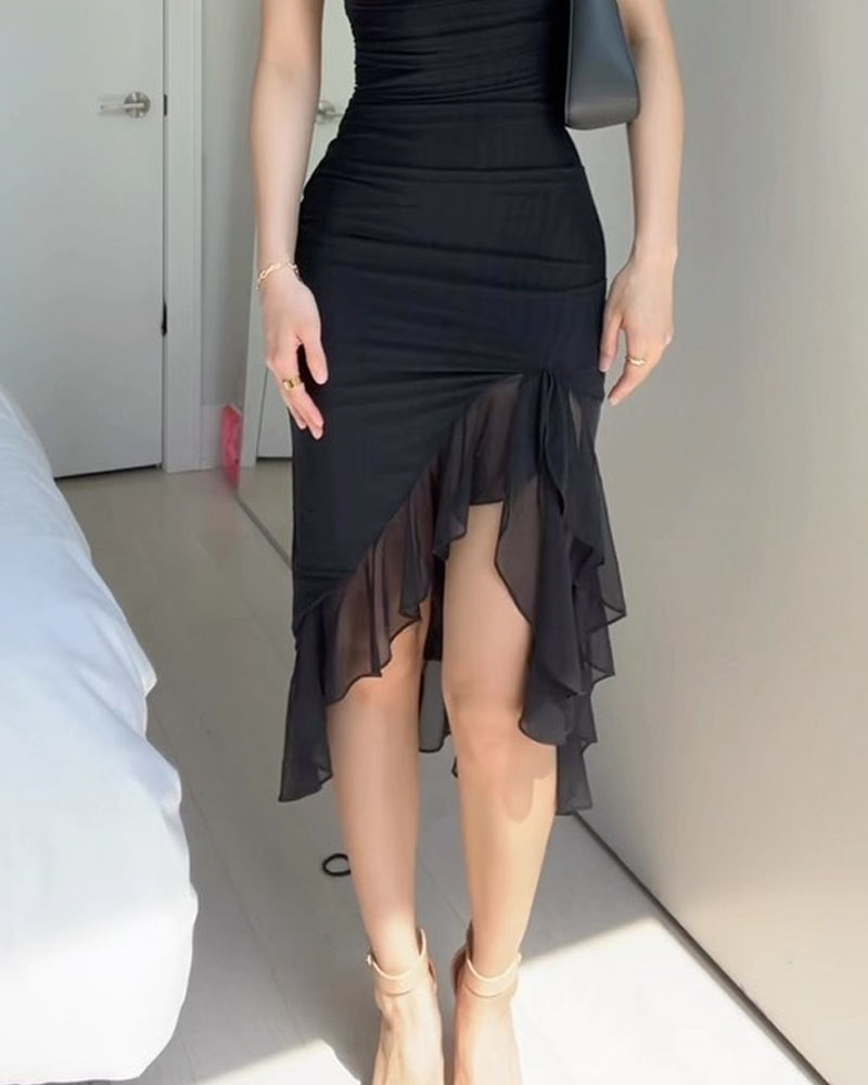 Casual Sleeveless Ruffle Dress