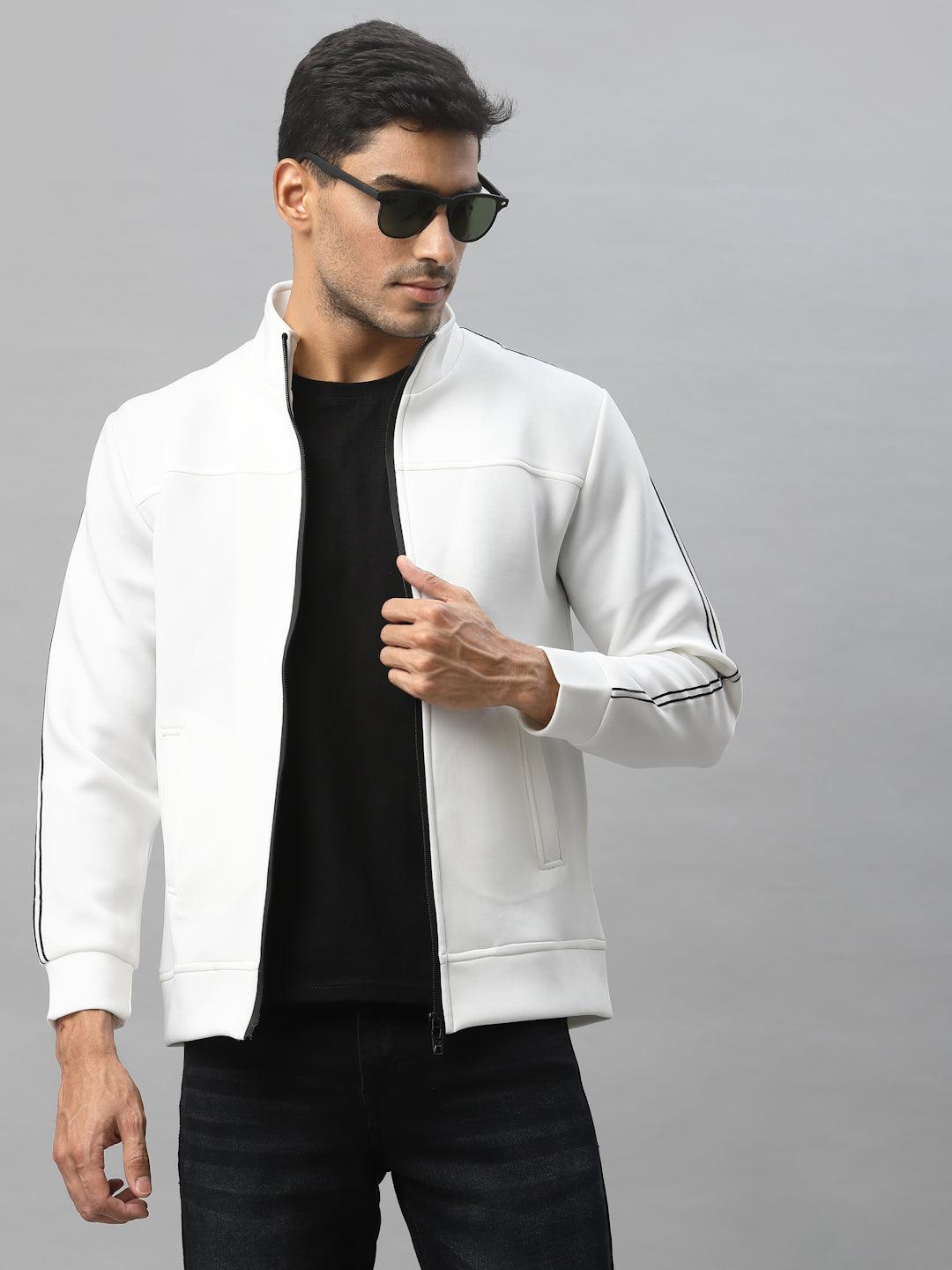 Style Quotient Men White Colourblocked Sporty Jacket
