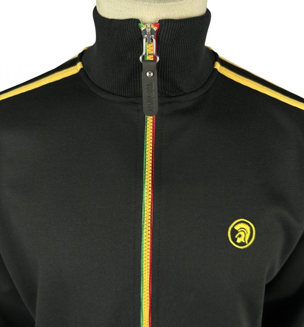 Trojan Twin Stripe Track Top Black