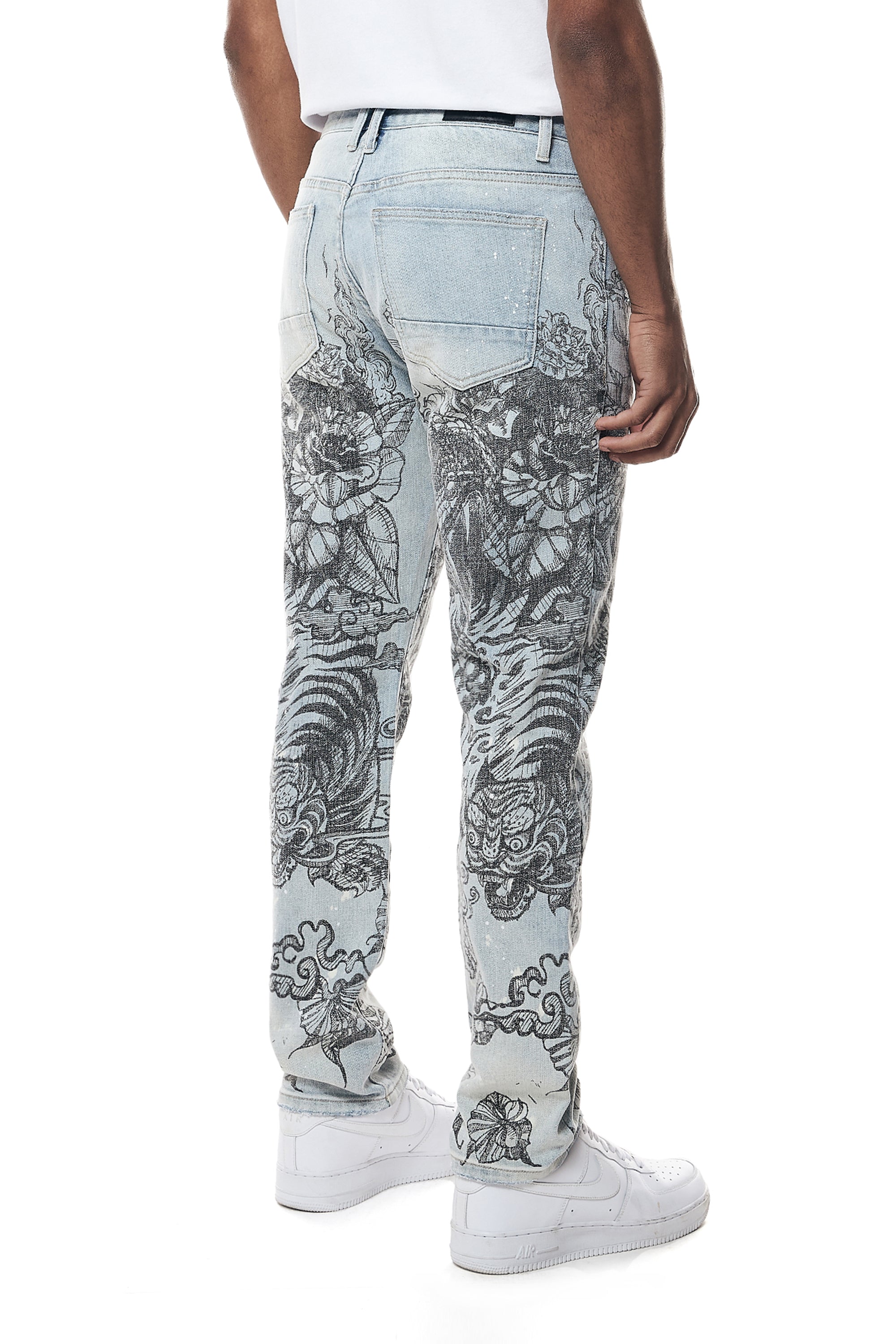 Tattoo Slim Fit Denim Jeans