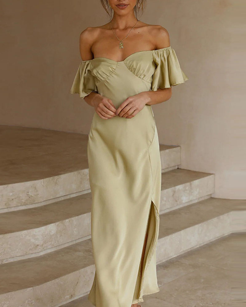 Elegant Solid Color One Shoulder Dress