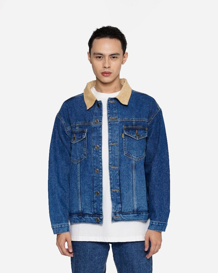 Erigo Denim Jacket Corduroy Collar Nara Medium Blue