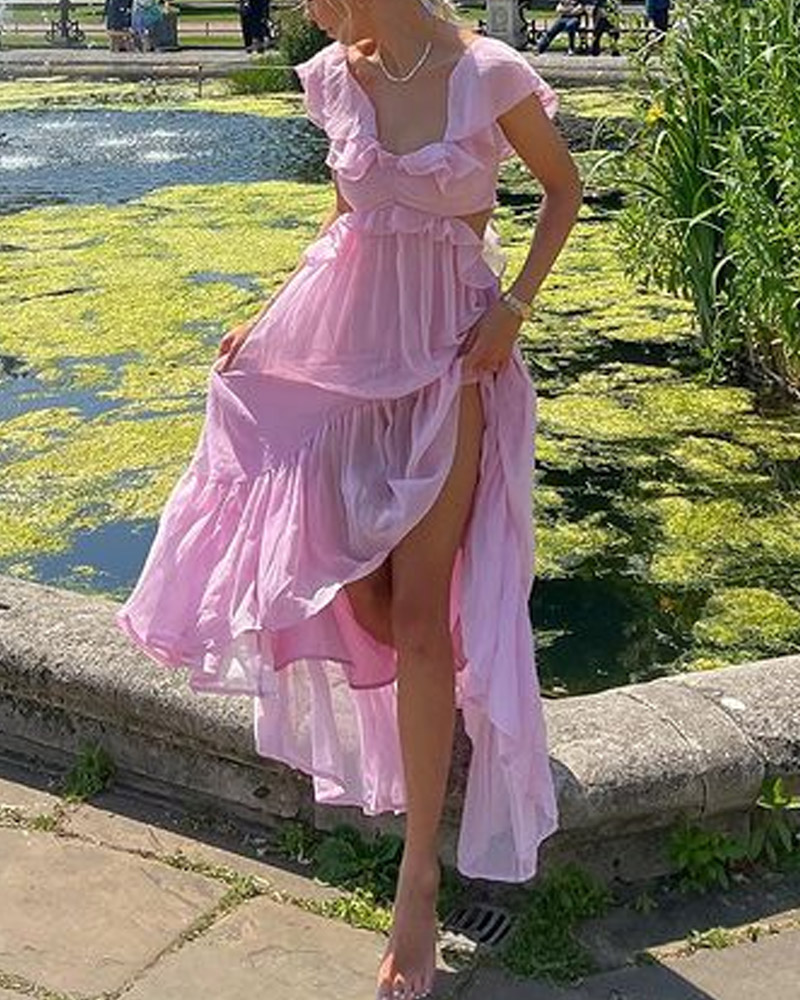 Waist Cutout Casual Long Dress