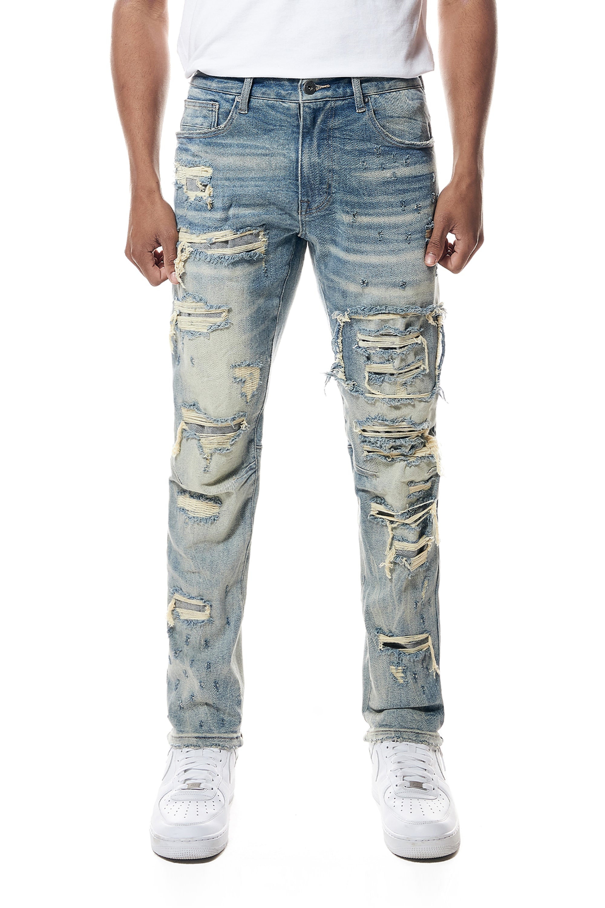 Distressed Rip & Repair Easy Slim Denim Jeans