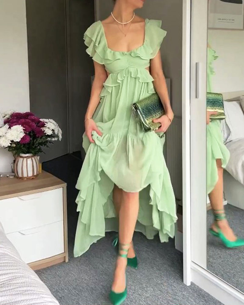 Waist Cutout Casual Long Dress