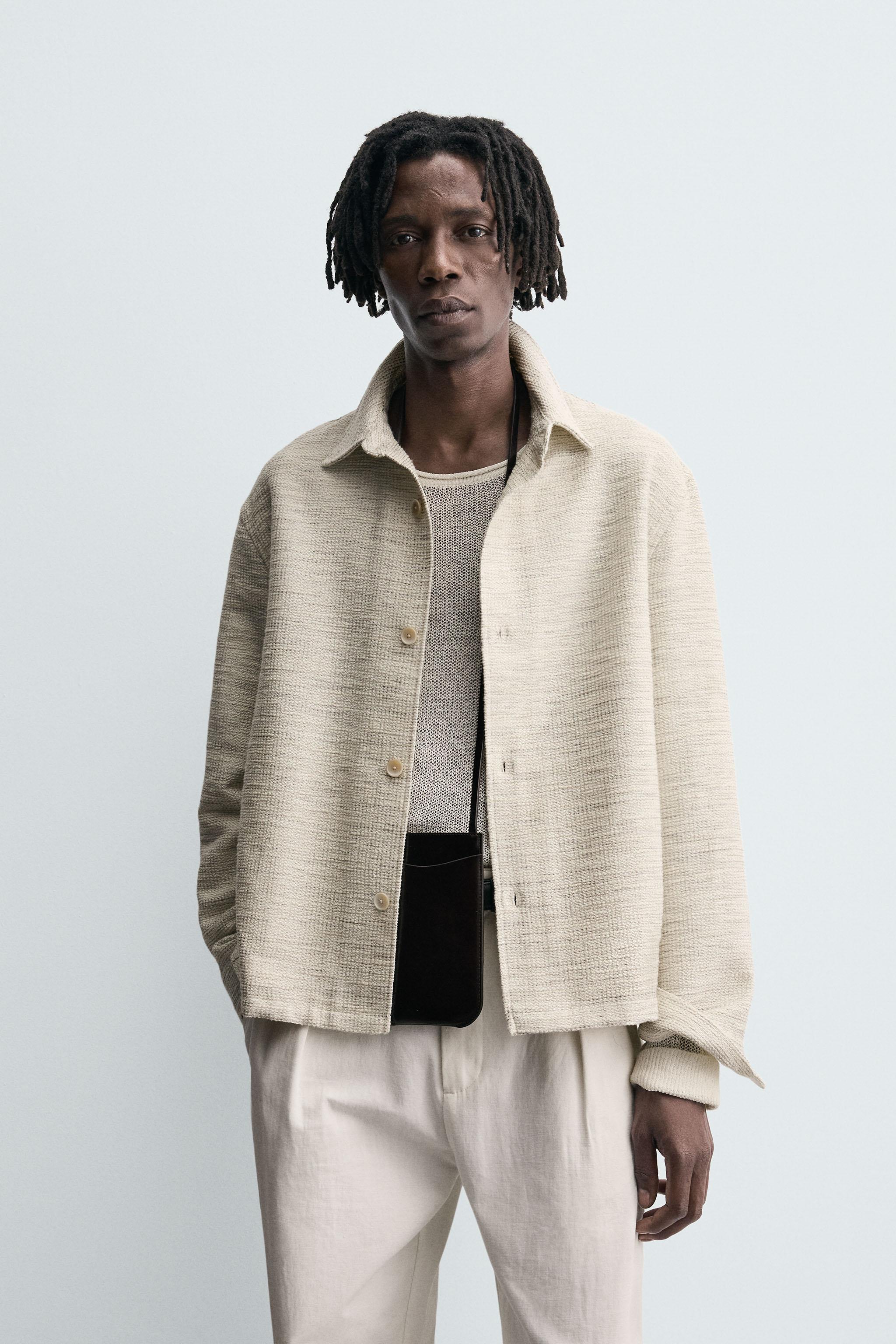 CONTRAST TEXTURED OVERSHIRT