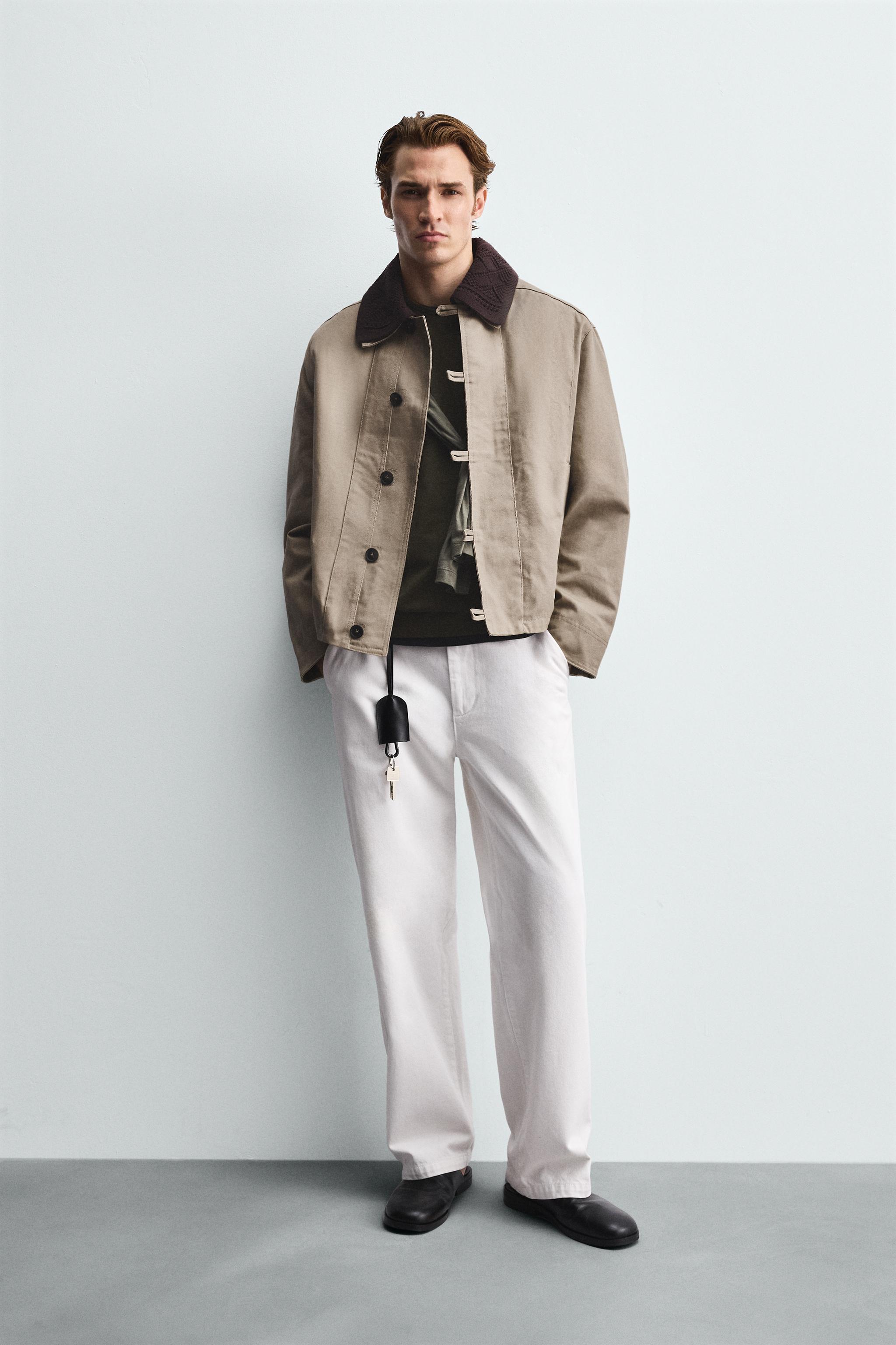 CONTRAST CROCHET COLLAR JACKET