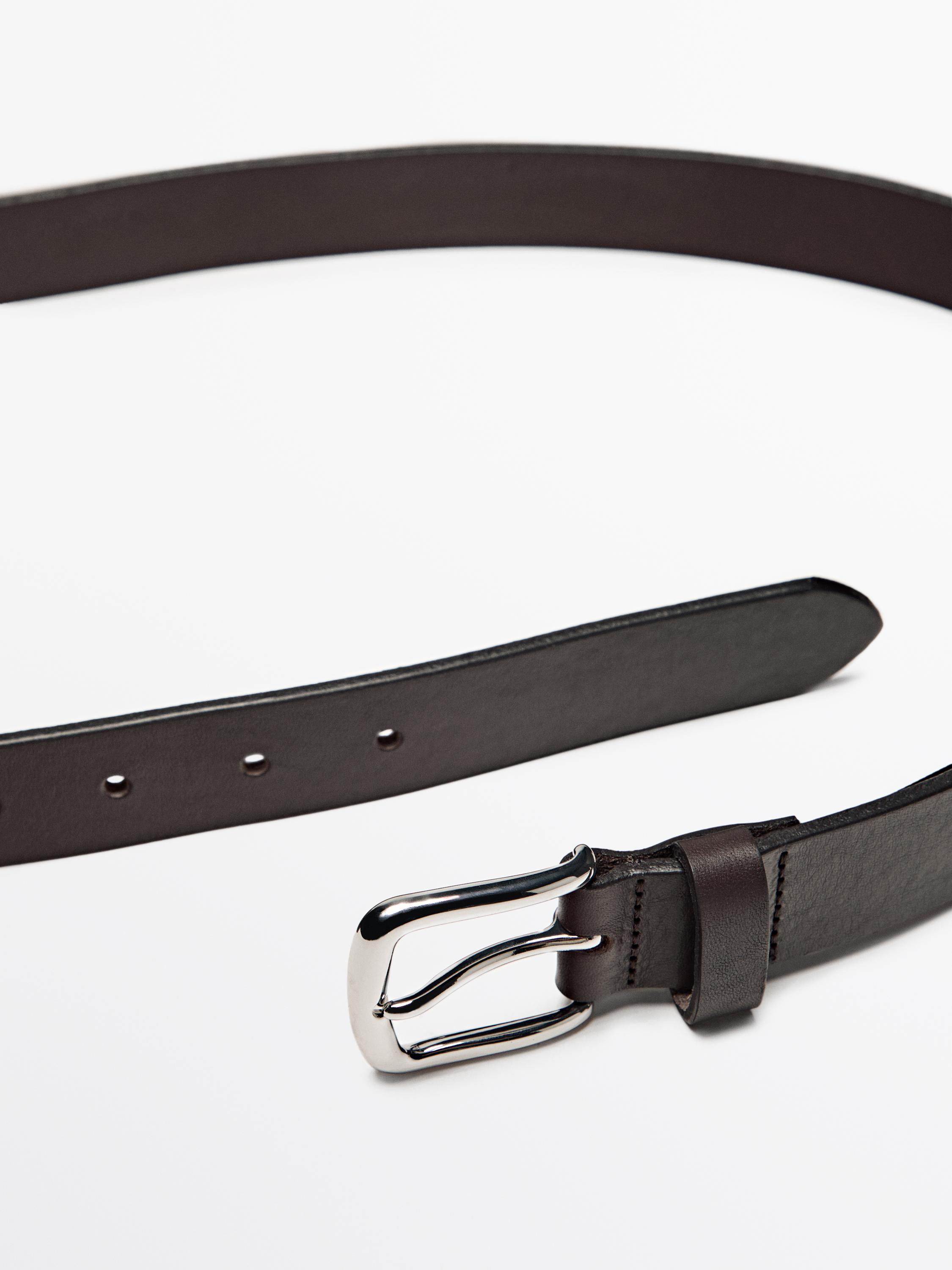 Nappa leather belt with nickel buckle
