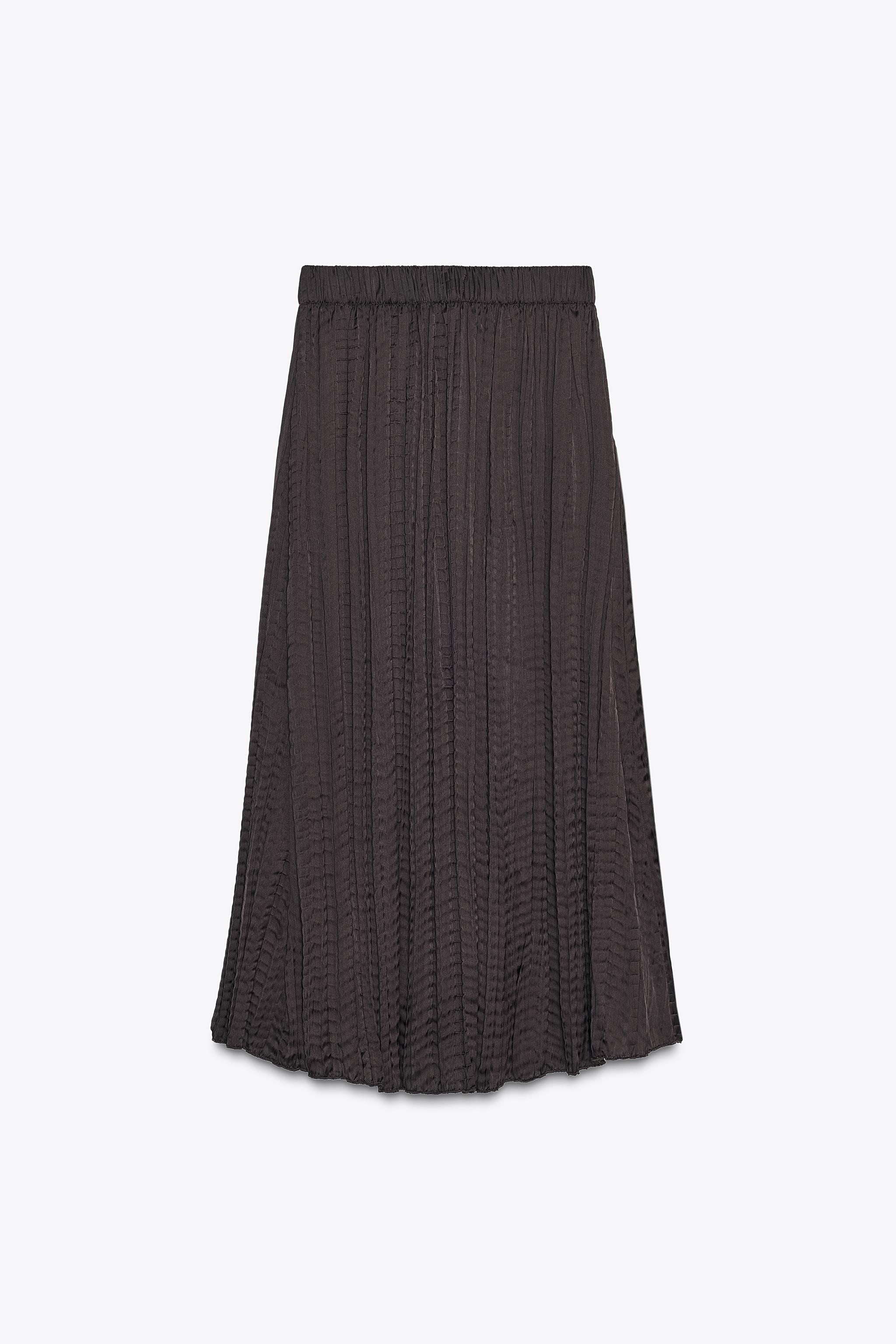 WRINKLED EFFECT SATIN SKIRT