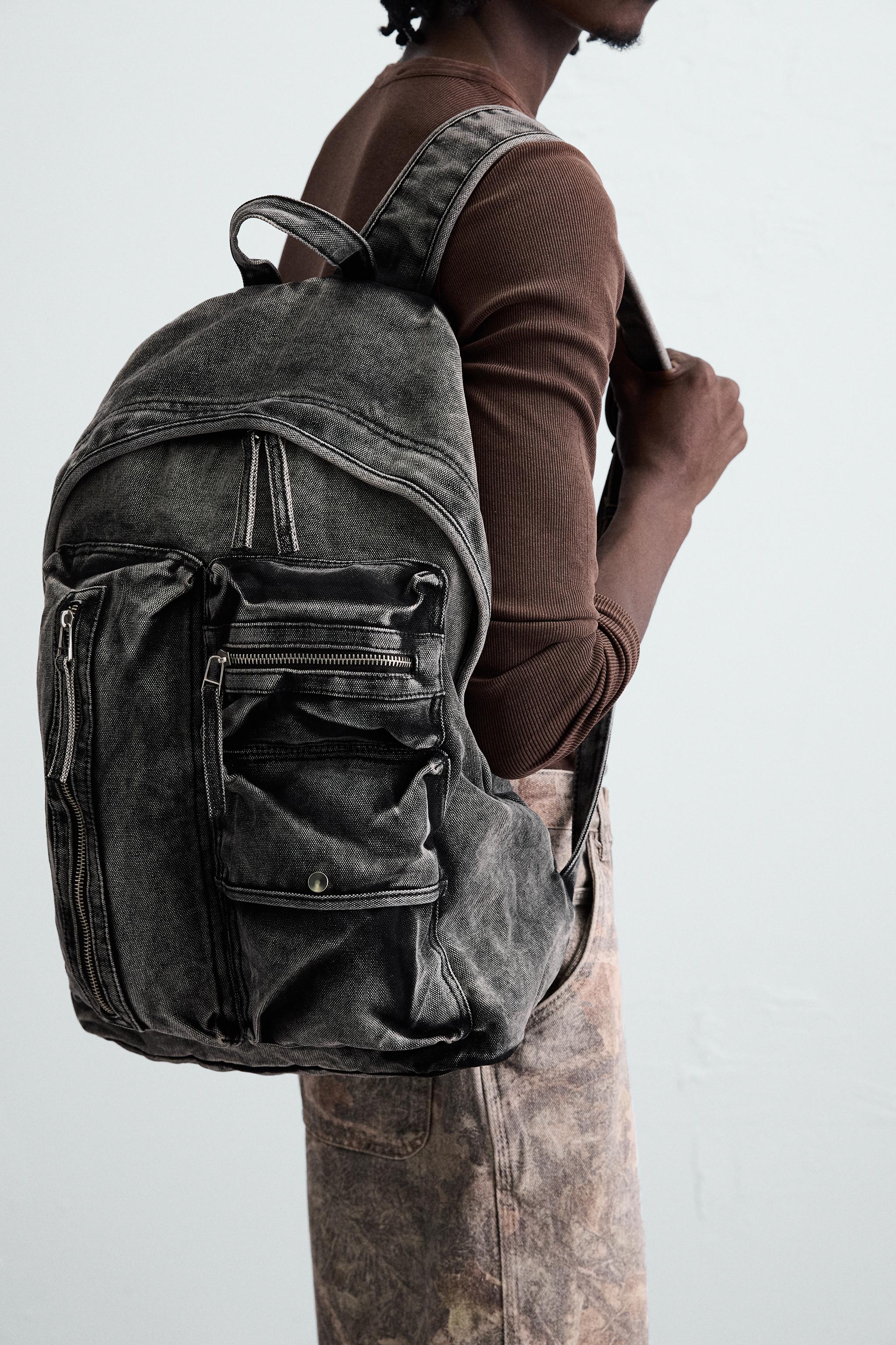 WASHED EFFECT DENIM BACKPACK