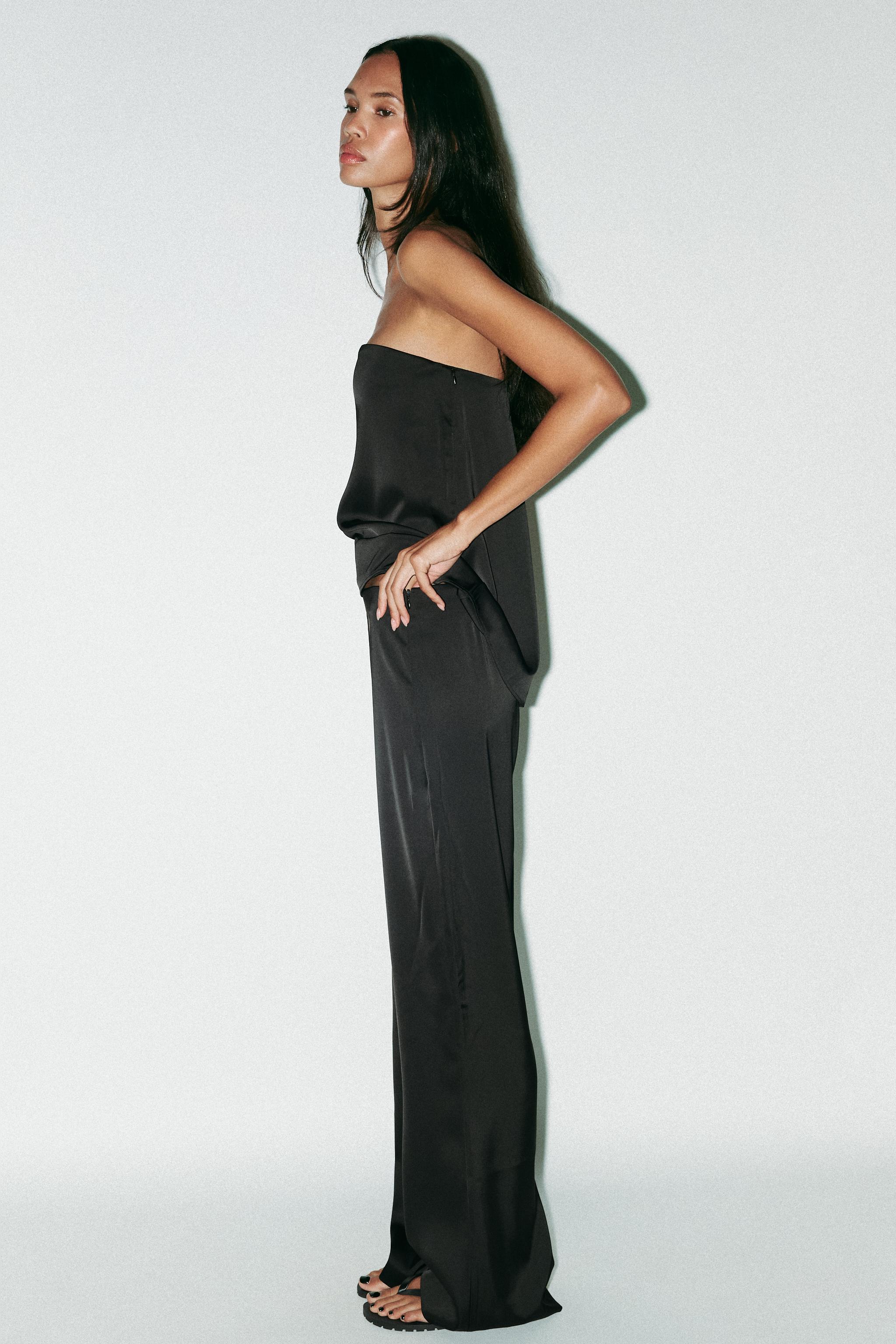 HIGH-WAISTED SATIN PANTS