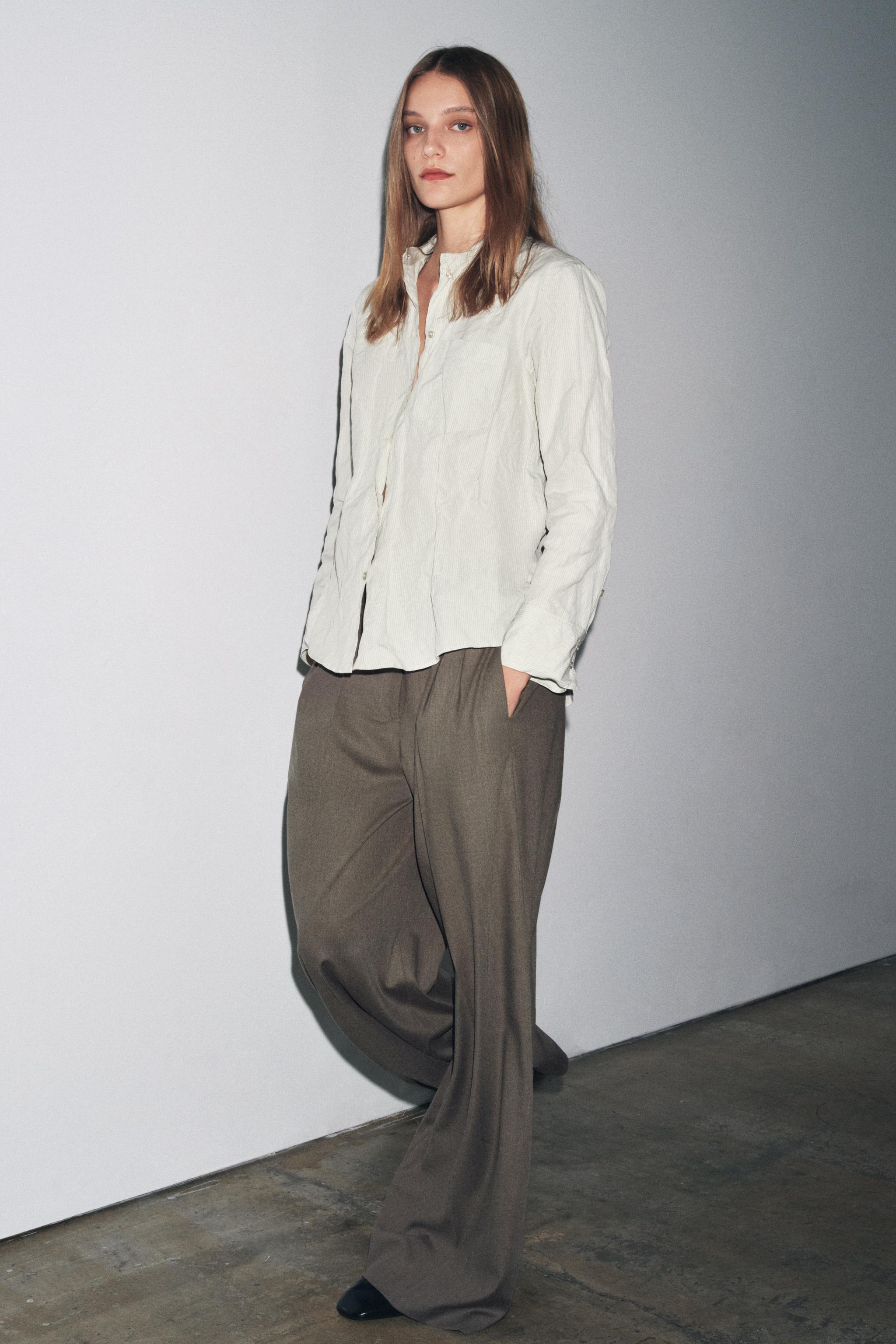 ZW COLLECTION CRINKLED STRIPED SHIRT