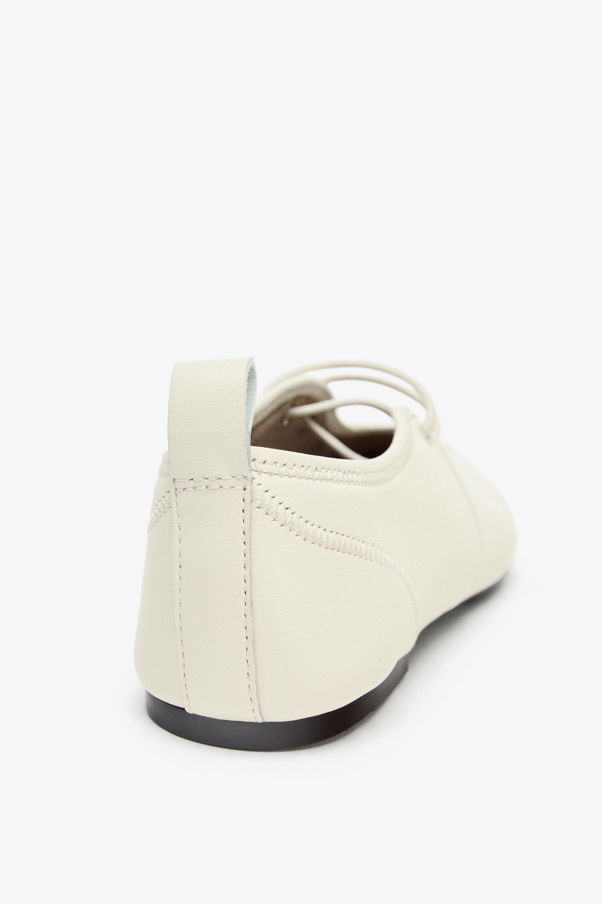 LEATHER TOPSTITCHED BALLET FLATS