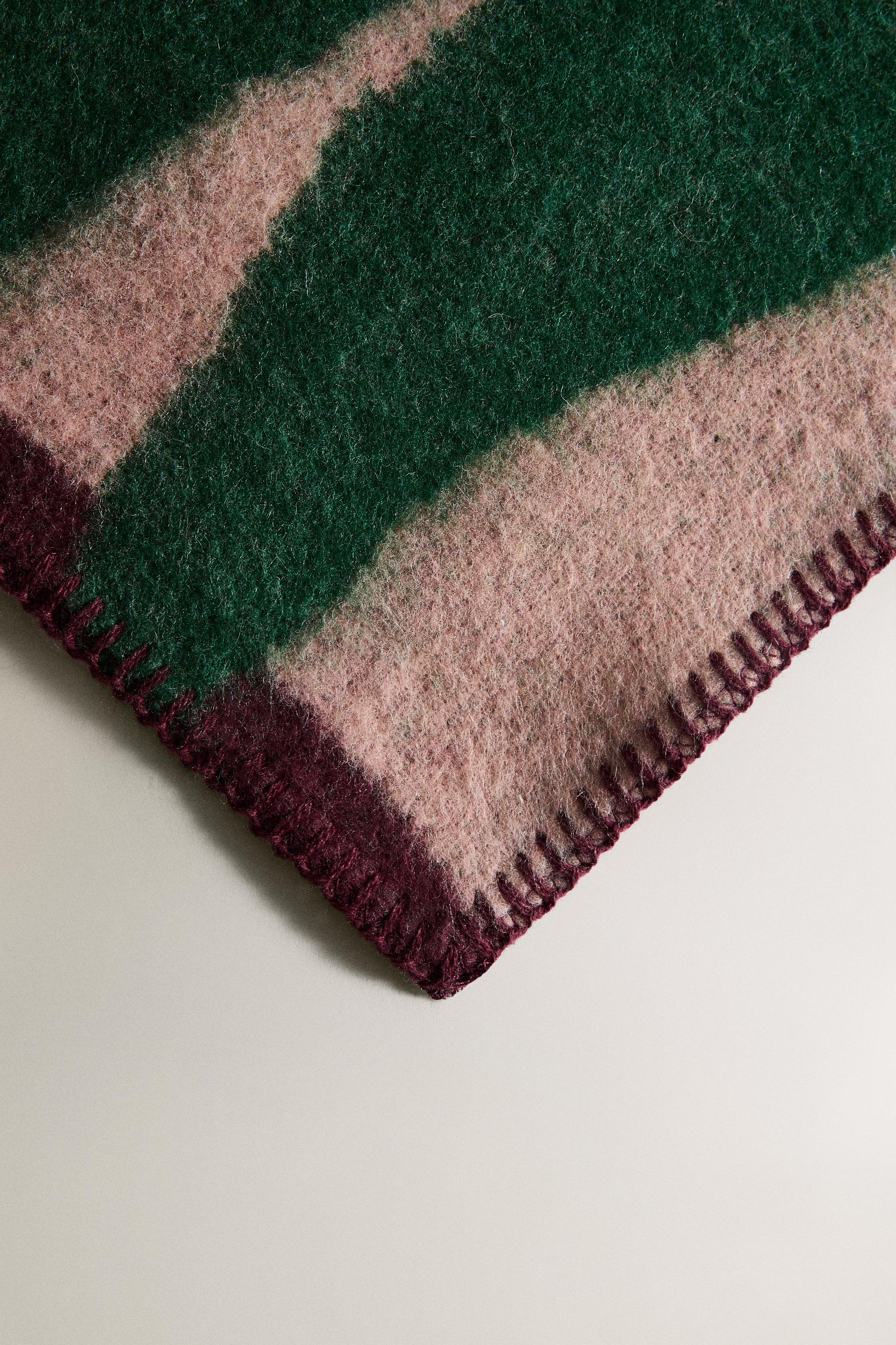 STRIPED WOOL BLANKET WITH BRANCH X COLLAGERIE