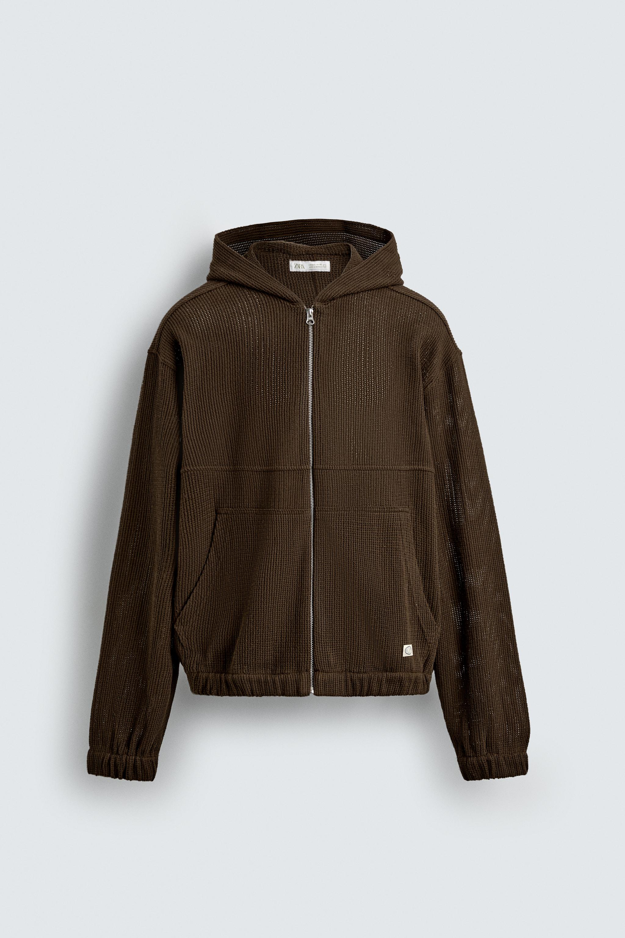 HOODED OPEN-KNIT OVERSHIRT
