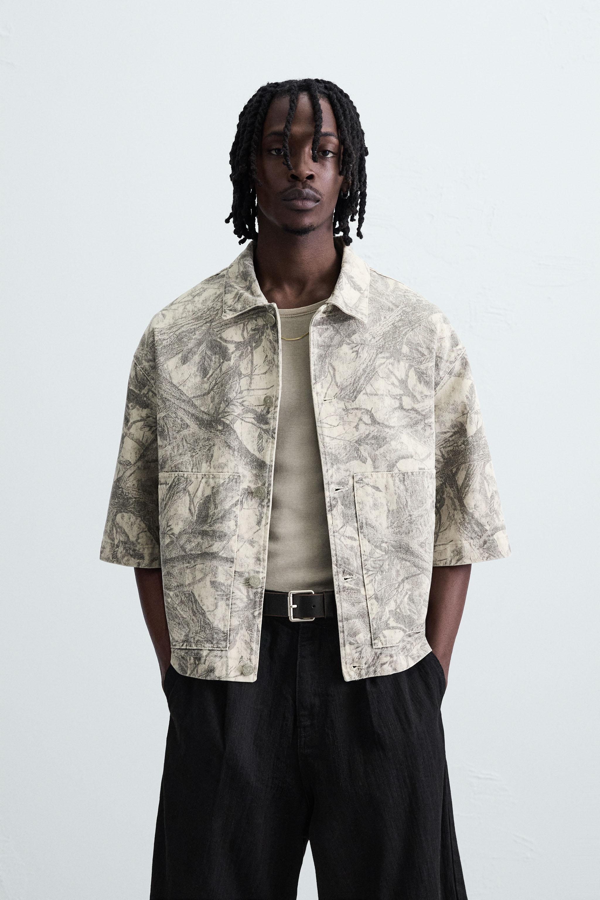 WASHED ABSTRACT PRINT OVERSHIRT