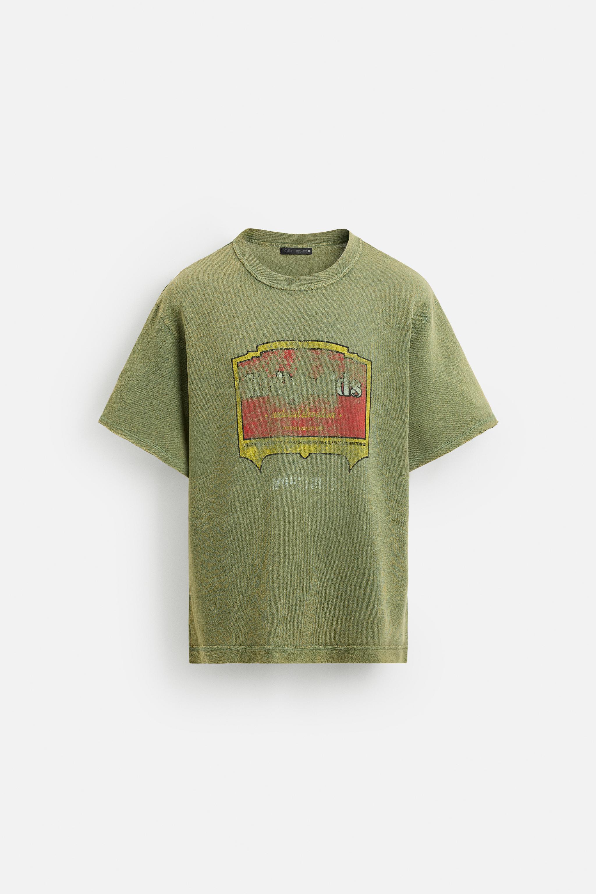 WASHED PRINT KNIT T-SHIRT