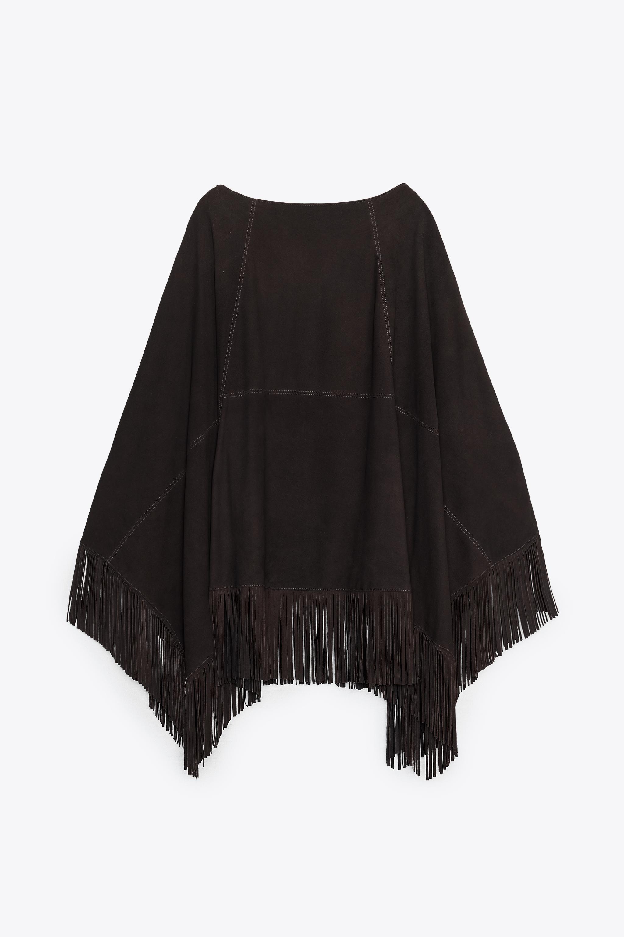 LEATHER FRINGE CAPE