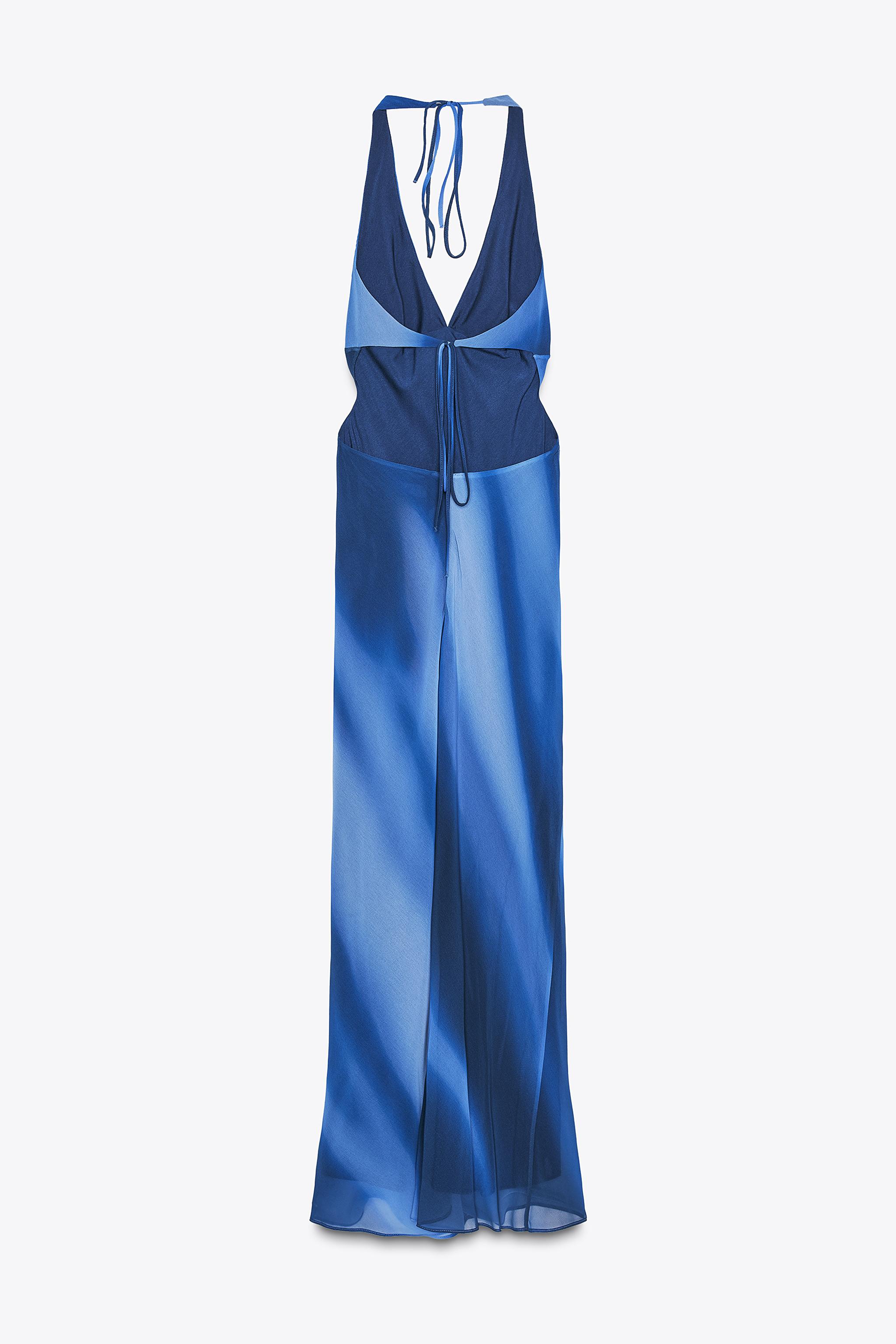 PRINTED HALTER LONG DRESS