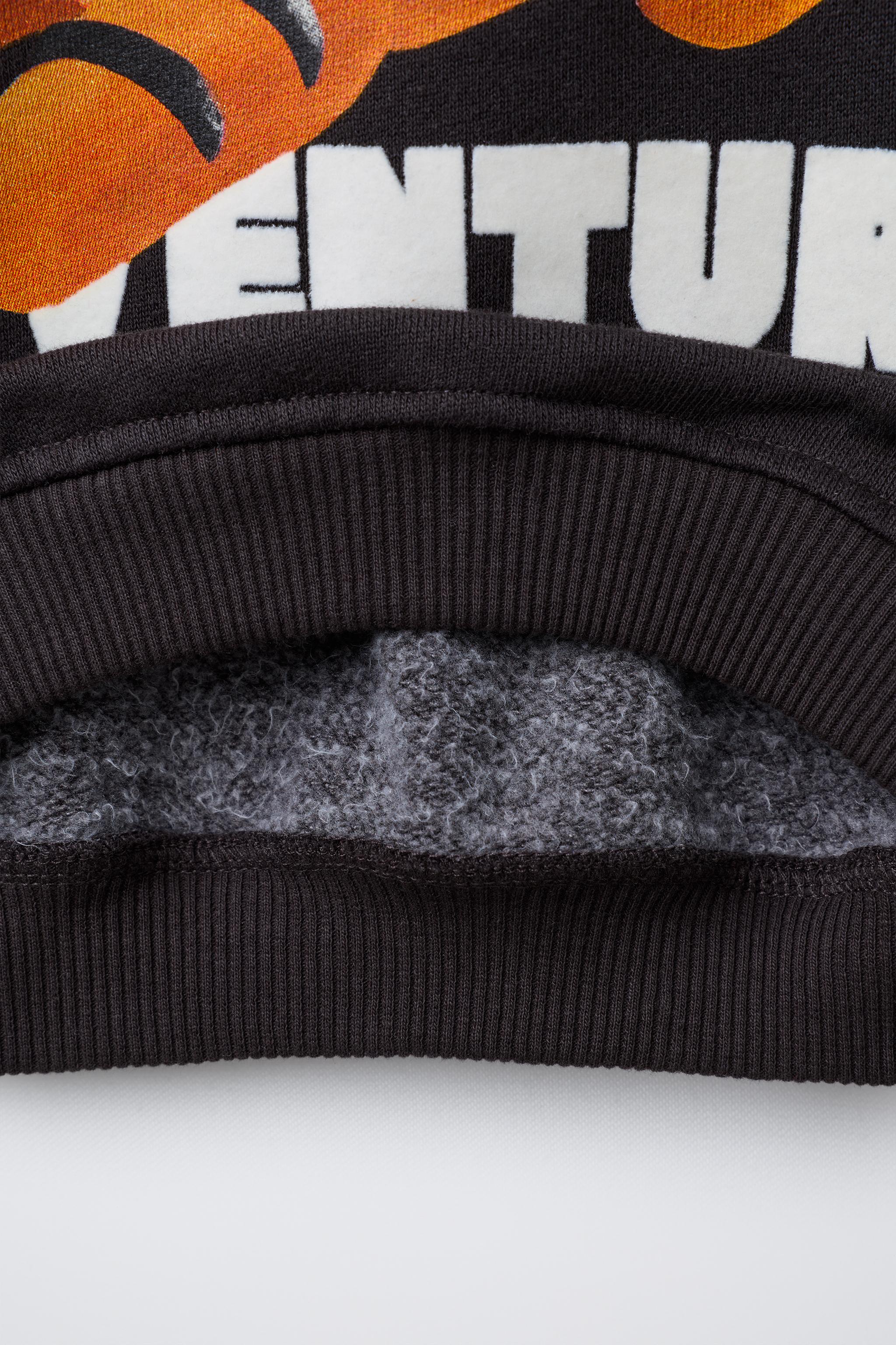 TIGER AND FLOCKED TEXT PRINT SWEATSHIRT