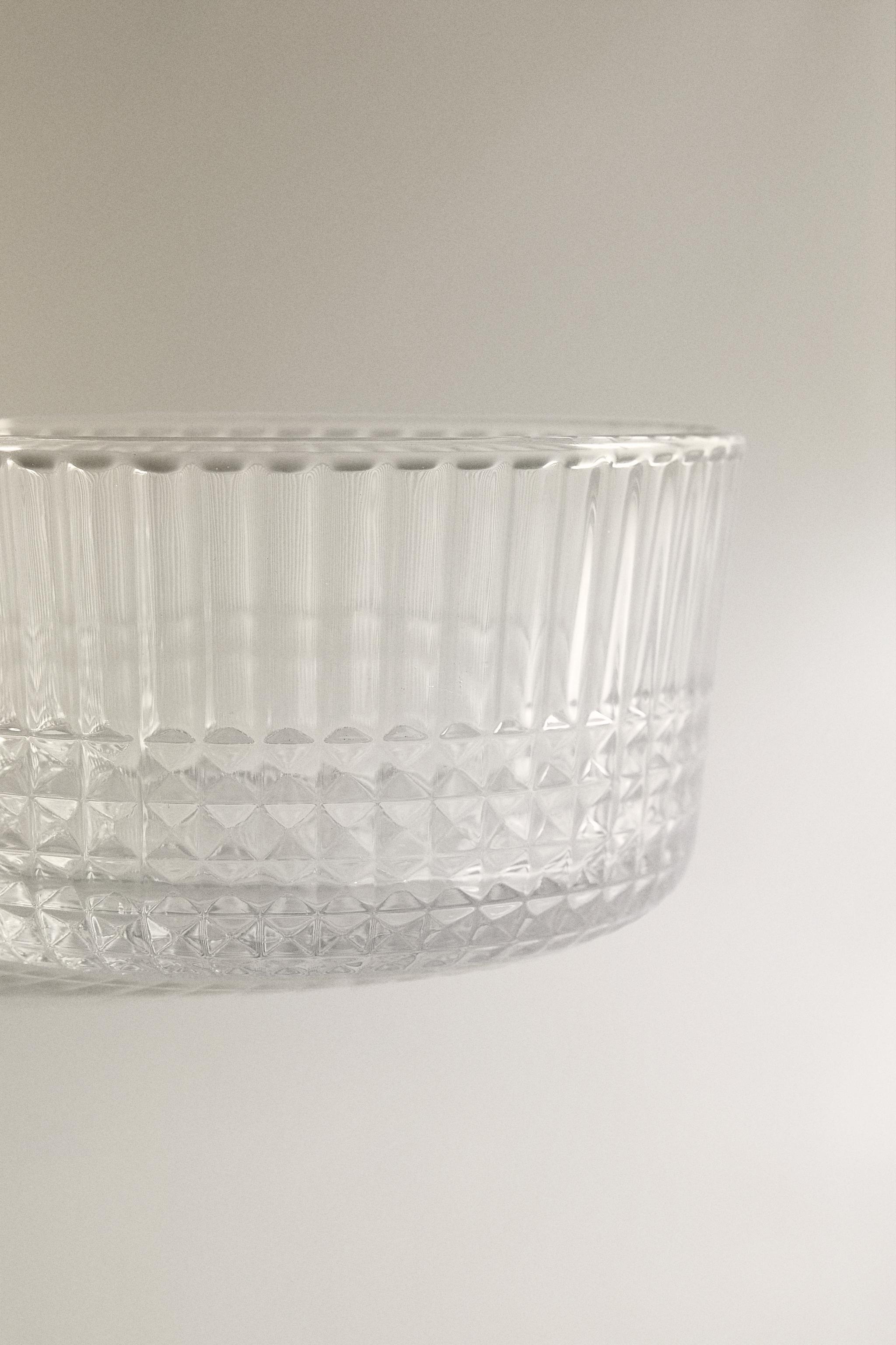 MINI GLASS BOWL WITH RAISED GEOMETRIC DESIGN