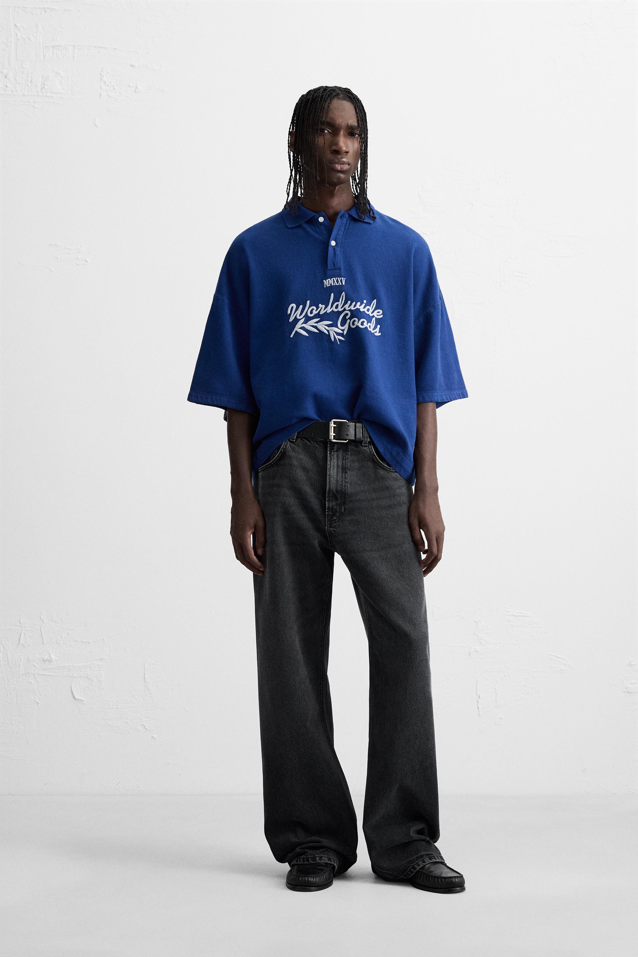 EMBROIDERED TEXT POLO SHIRT