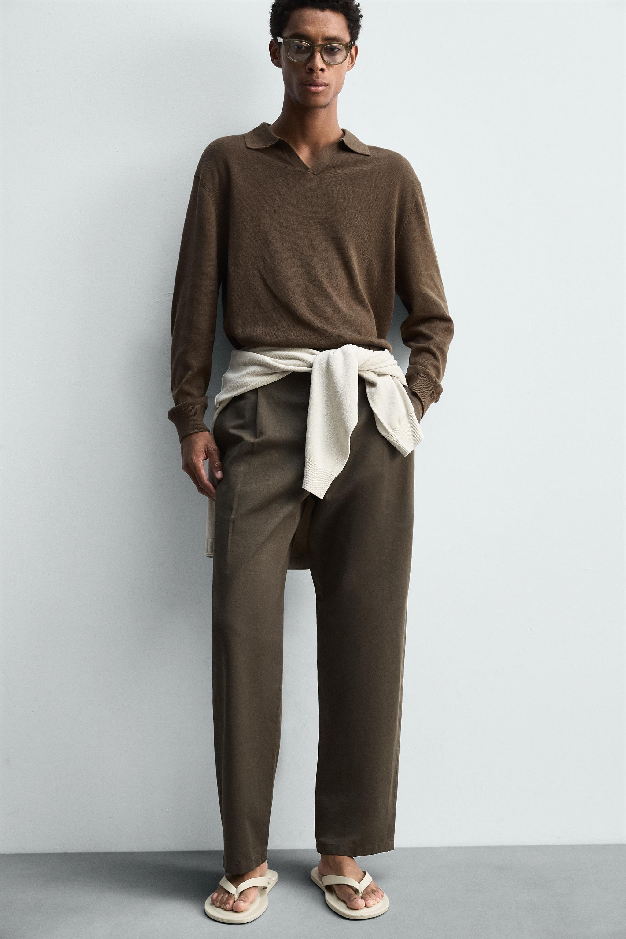 COTTON - LINEN PLEATED PANTS