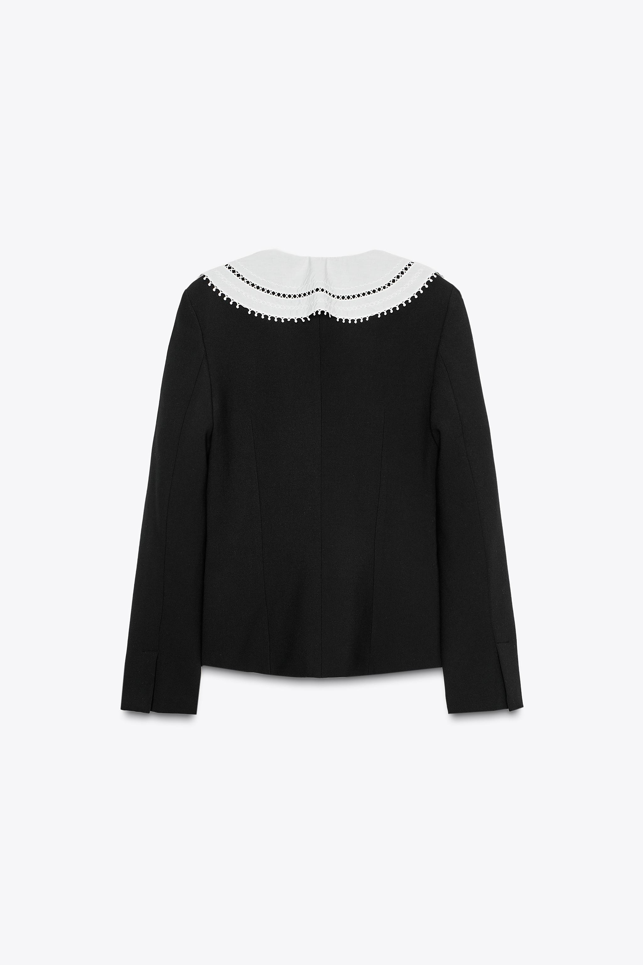 CONTRAST DETACHABLE COLLAR BLAZER