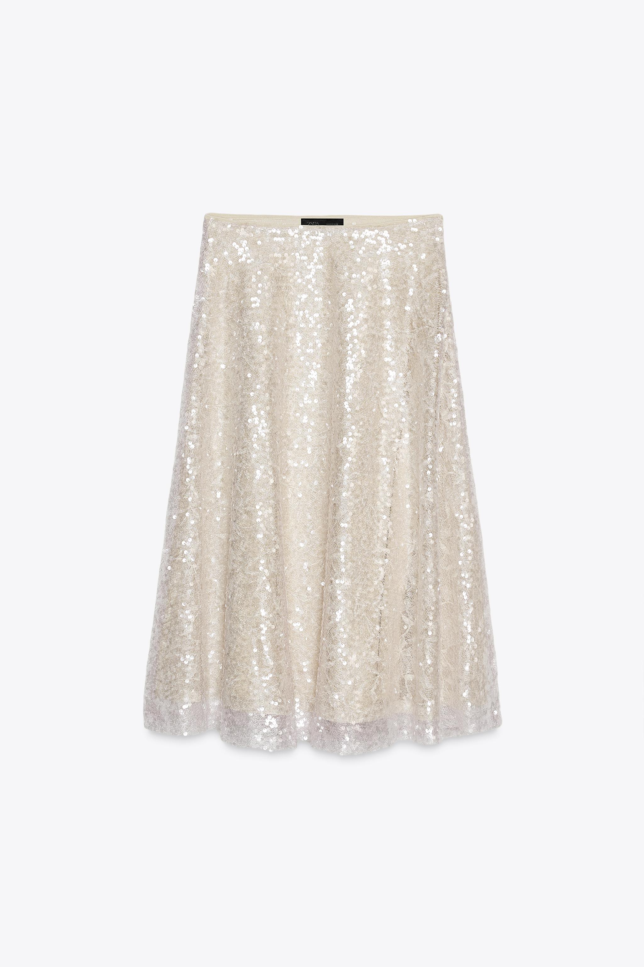 SEQUINED KNIT MIDI SKIRT