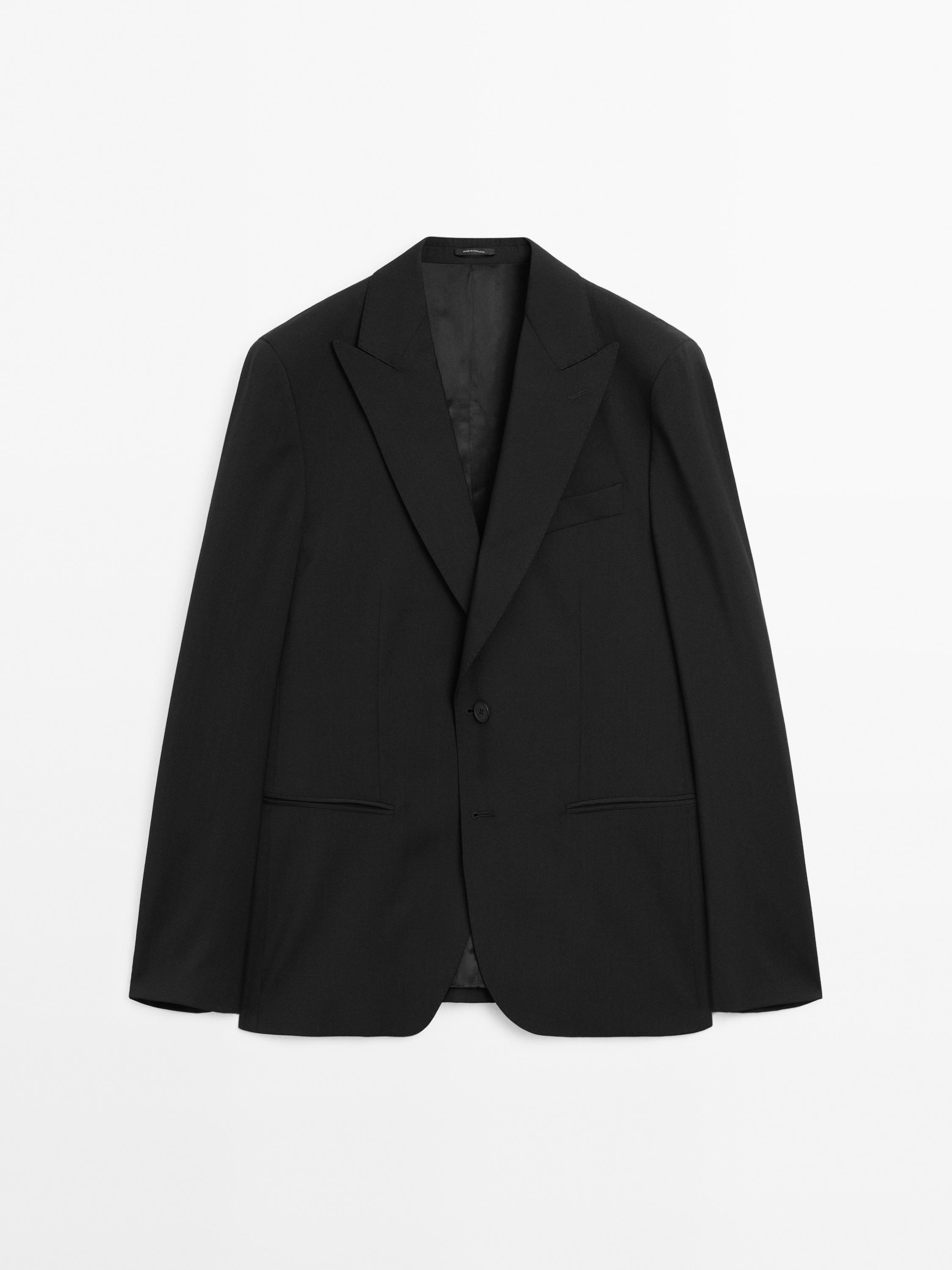 Plain 100% wool suit blazer