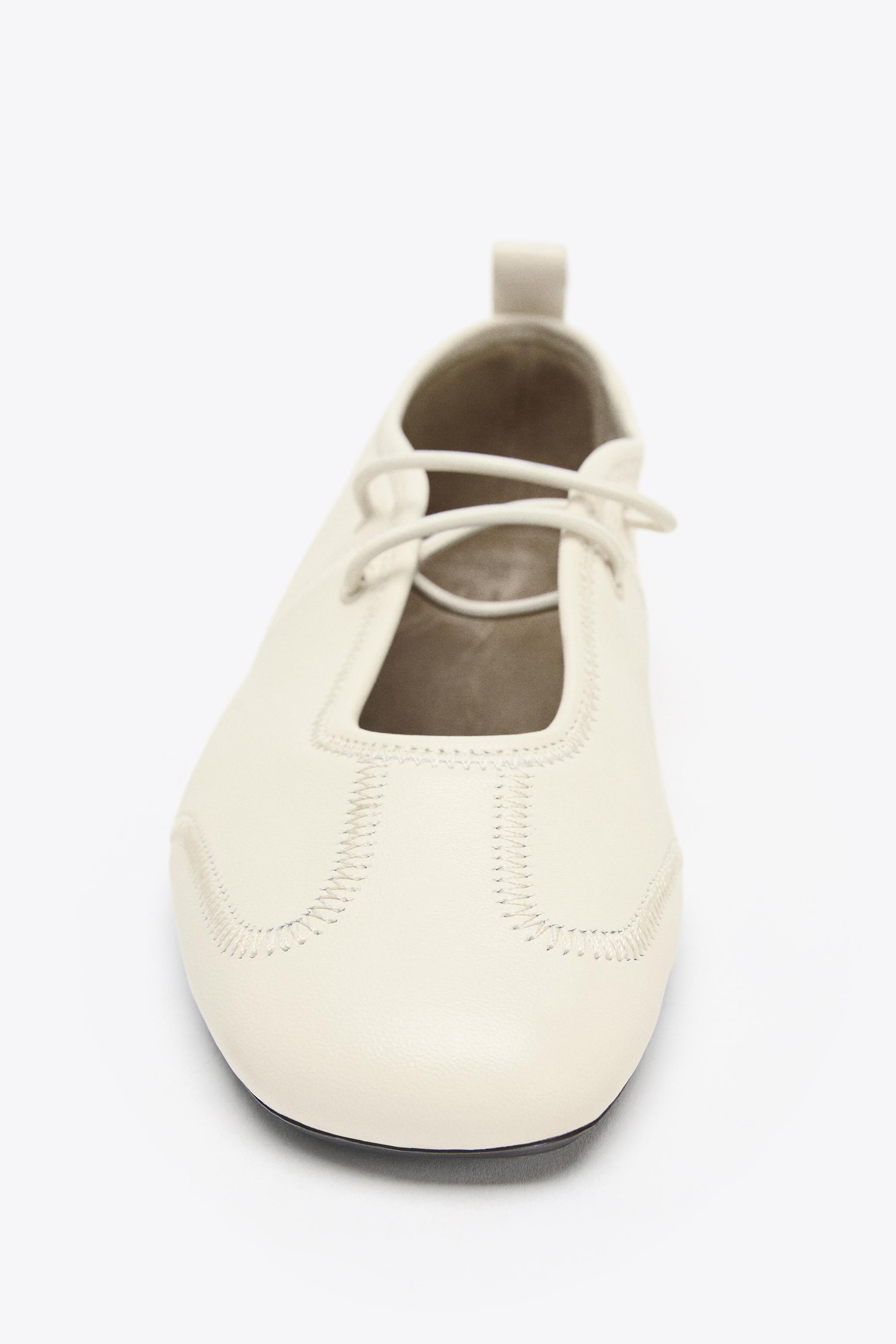 LEATHER TOPSTITCHED BALLET FLATS